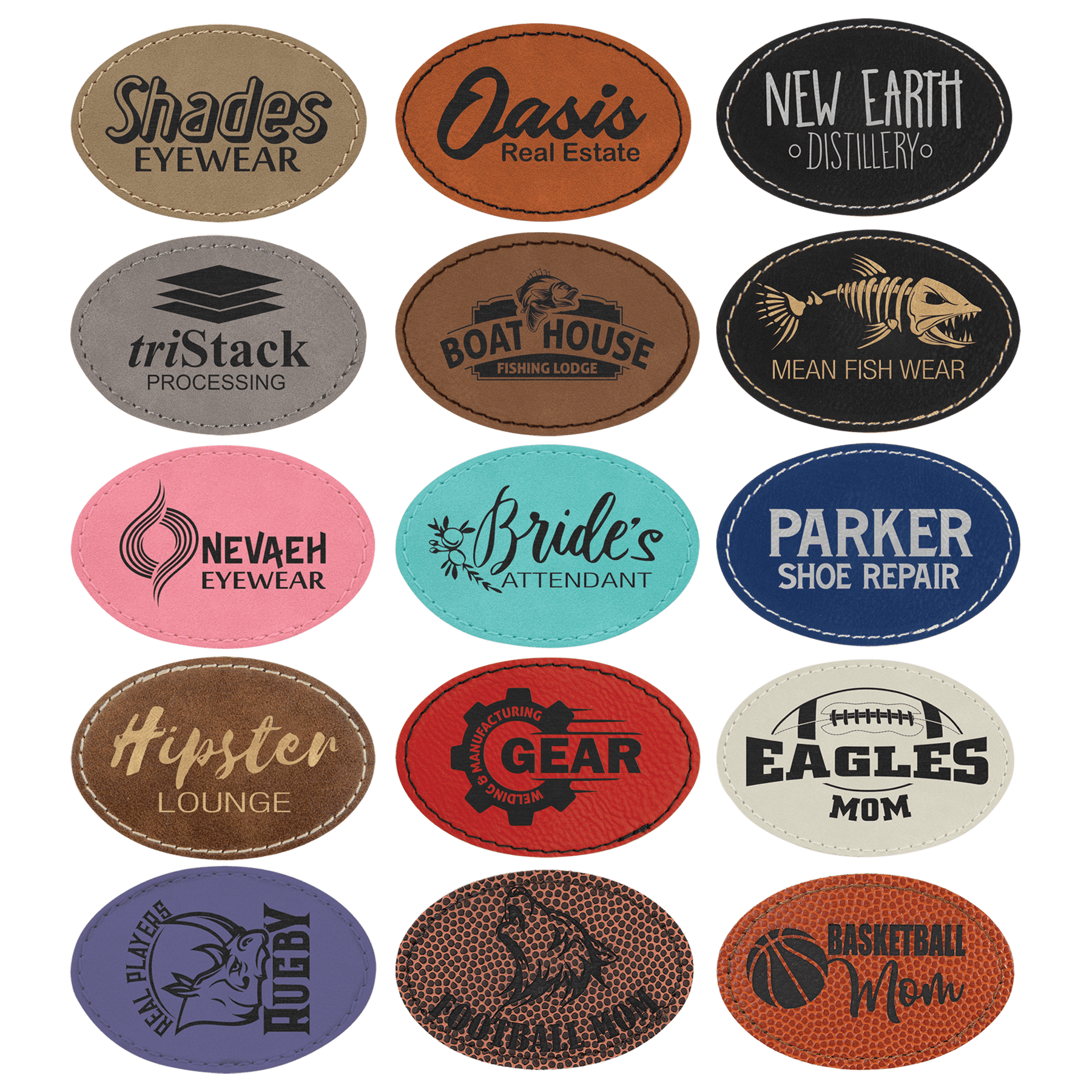 3" x 2" Oval Laserable Leatherette Patch with Adhesive Sample Set