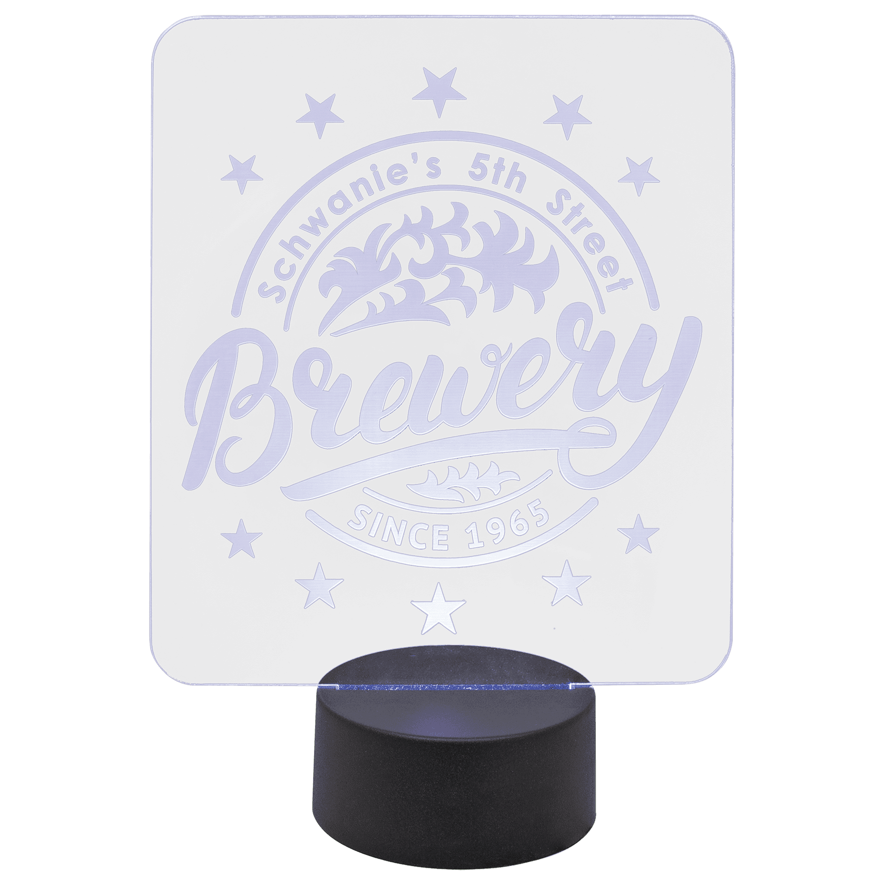 3 1/2" Round Black Lighted Base with Remote for 1/8" Acrylic (not included)