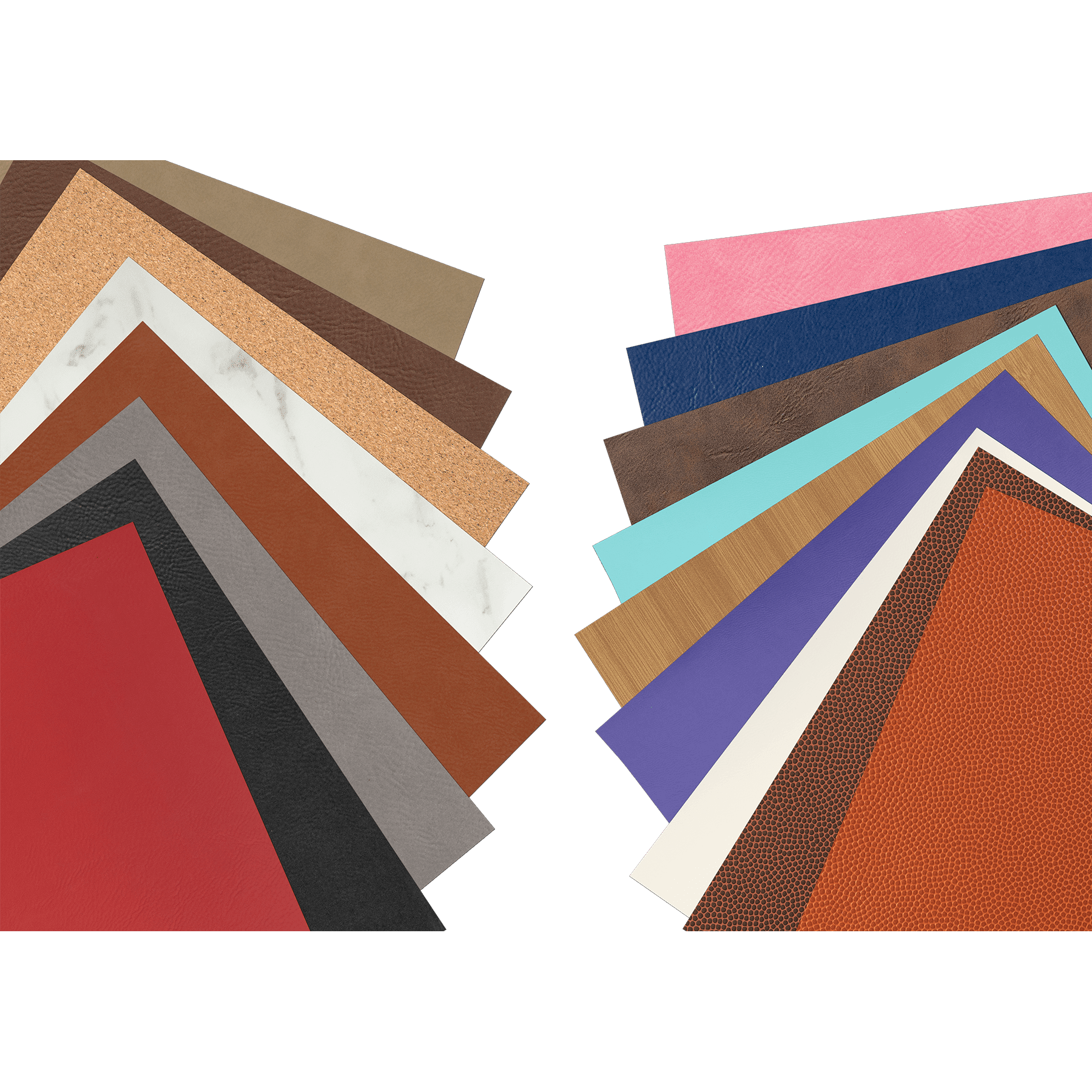 12" x 18" Laserable Leatherette Sheet Stock with Adhesive Sample Set LLA201-LLA219