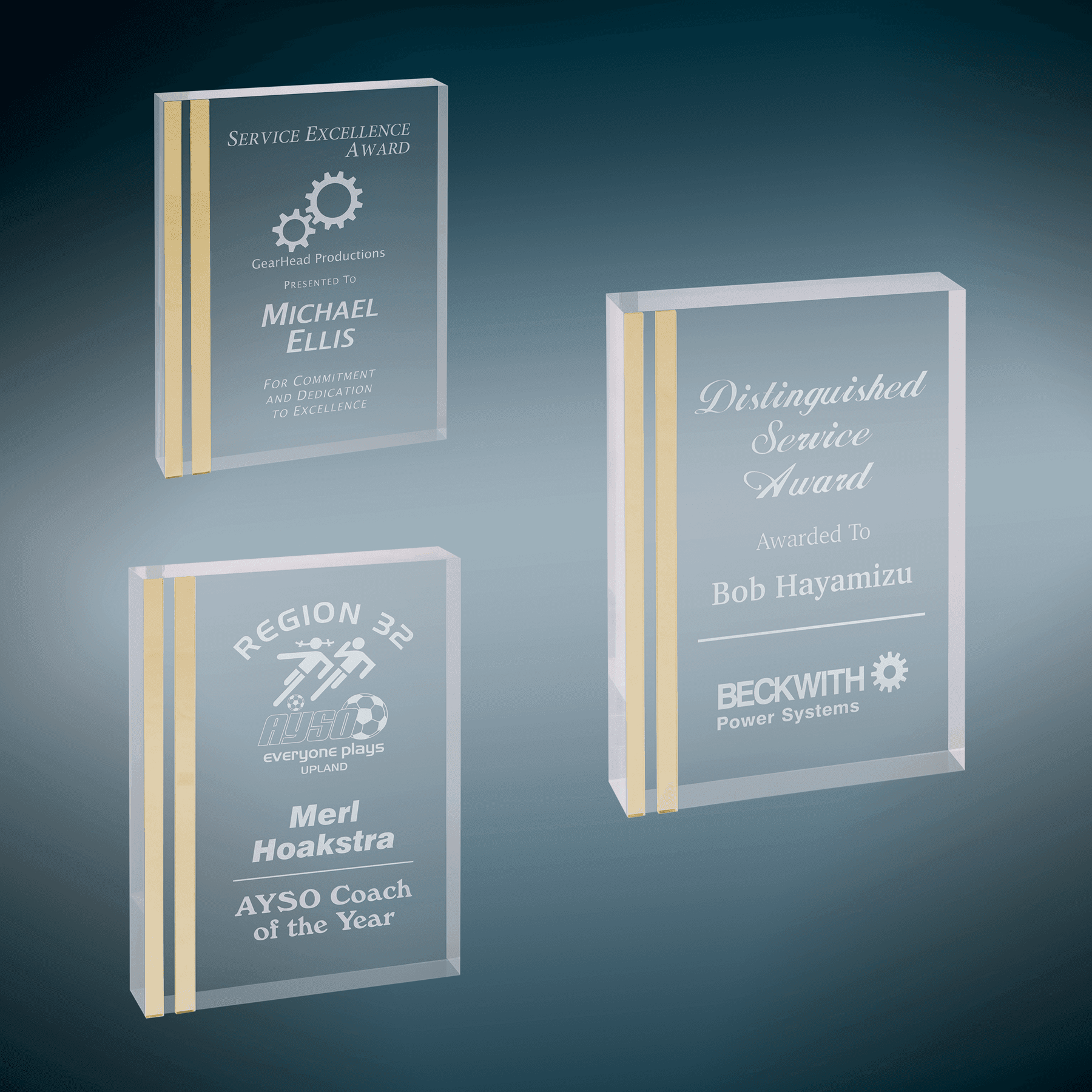 Rectangle Acrylic with Gold Edge Sample Set