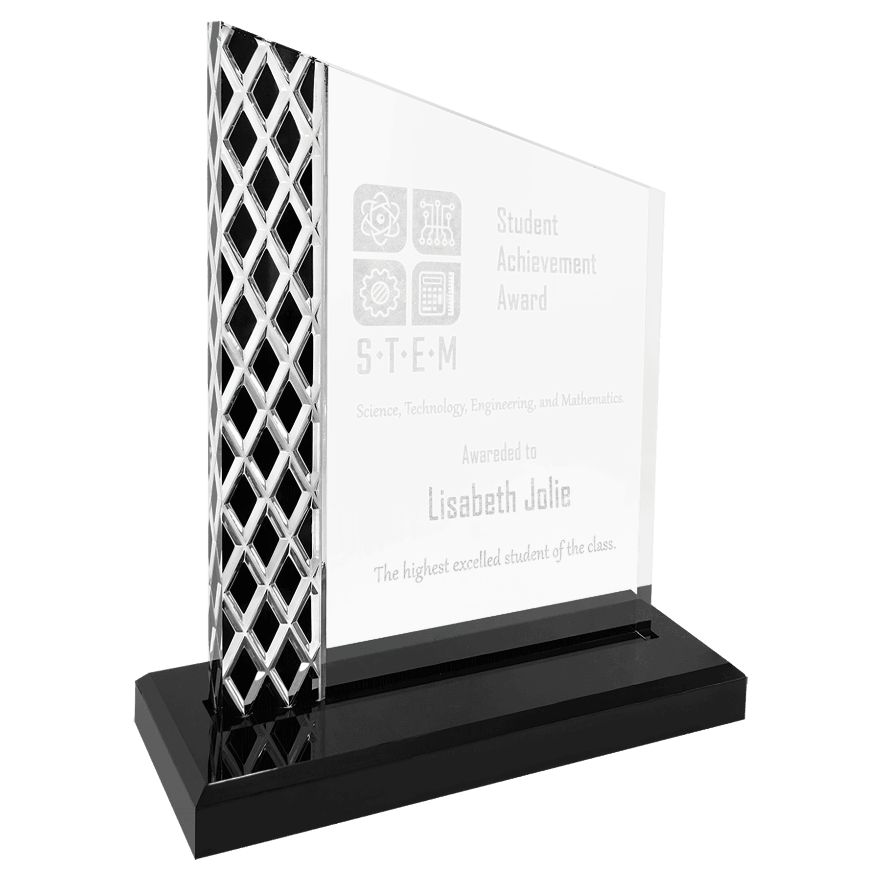 7" Black Unite Diamond Ice Acrylic