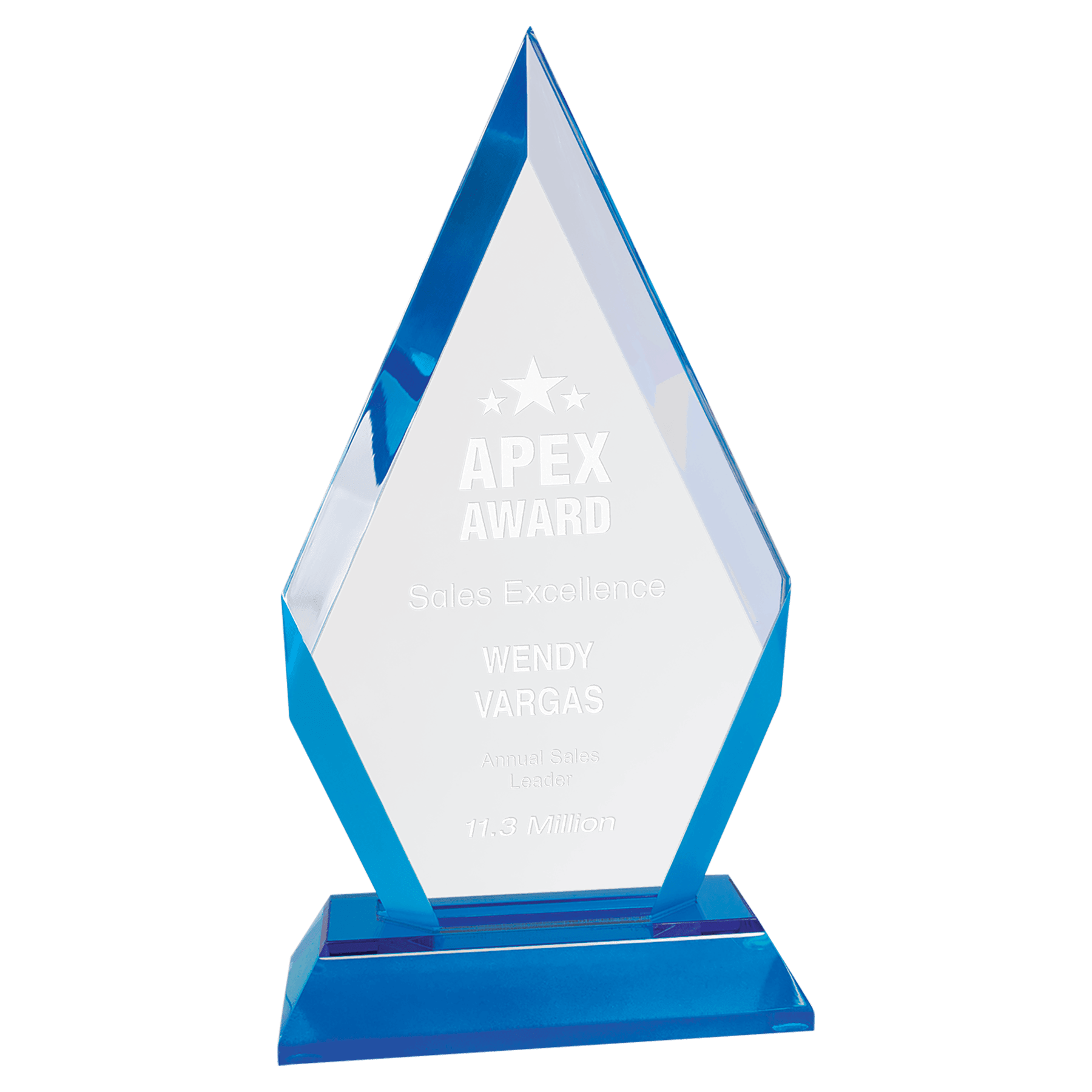 8" Blue Frosted Base Diamond Impress Acrylic