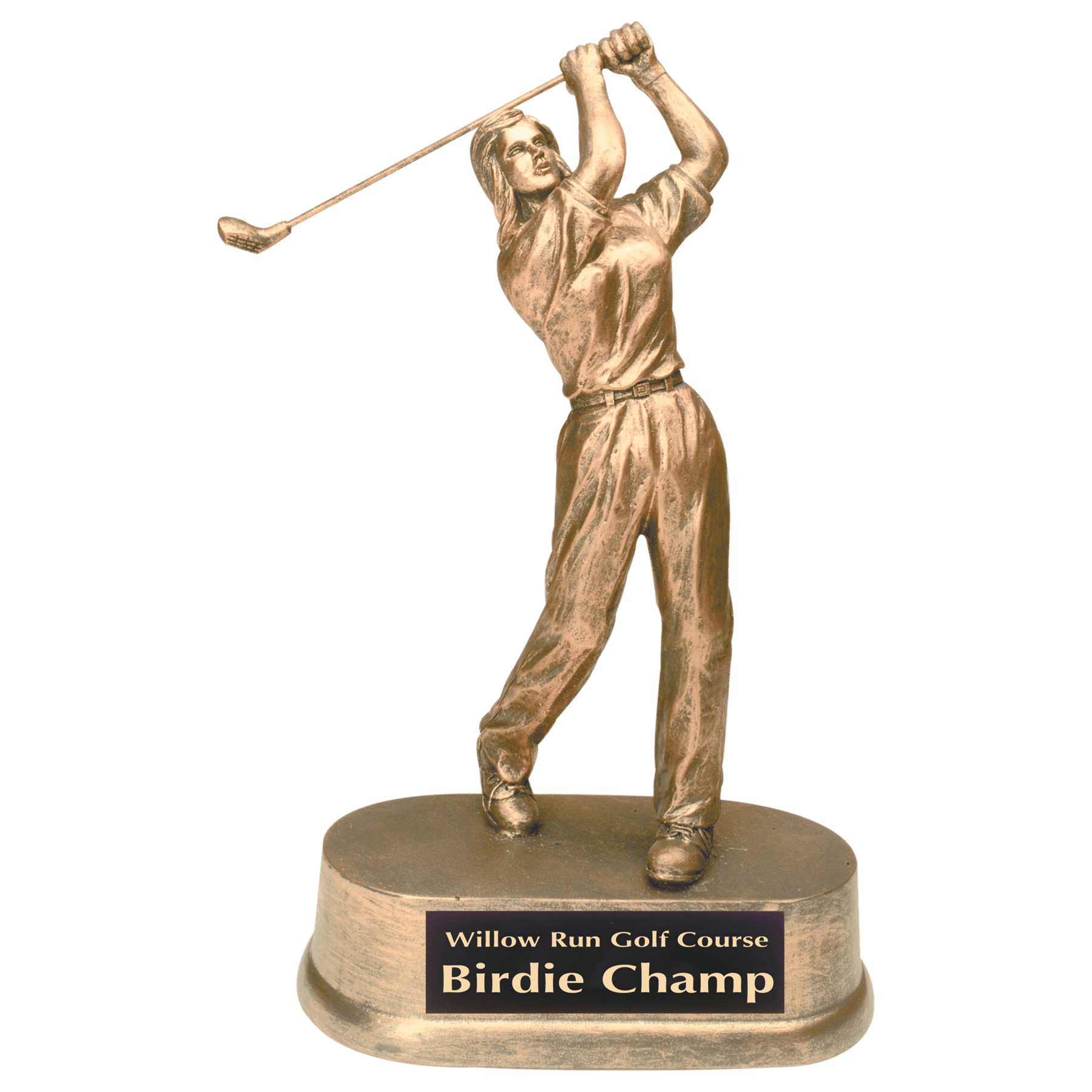 9" Antique Gold Female Golf Resin
