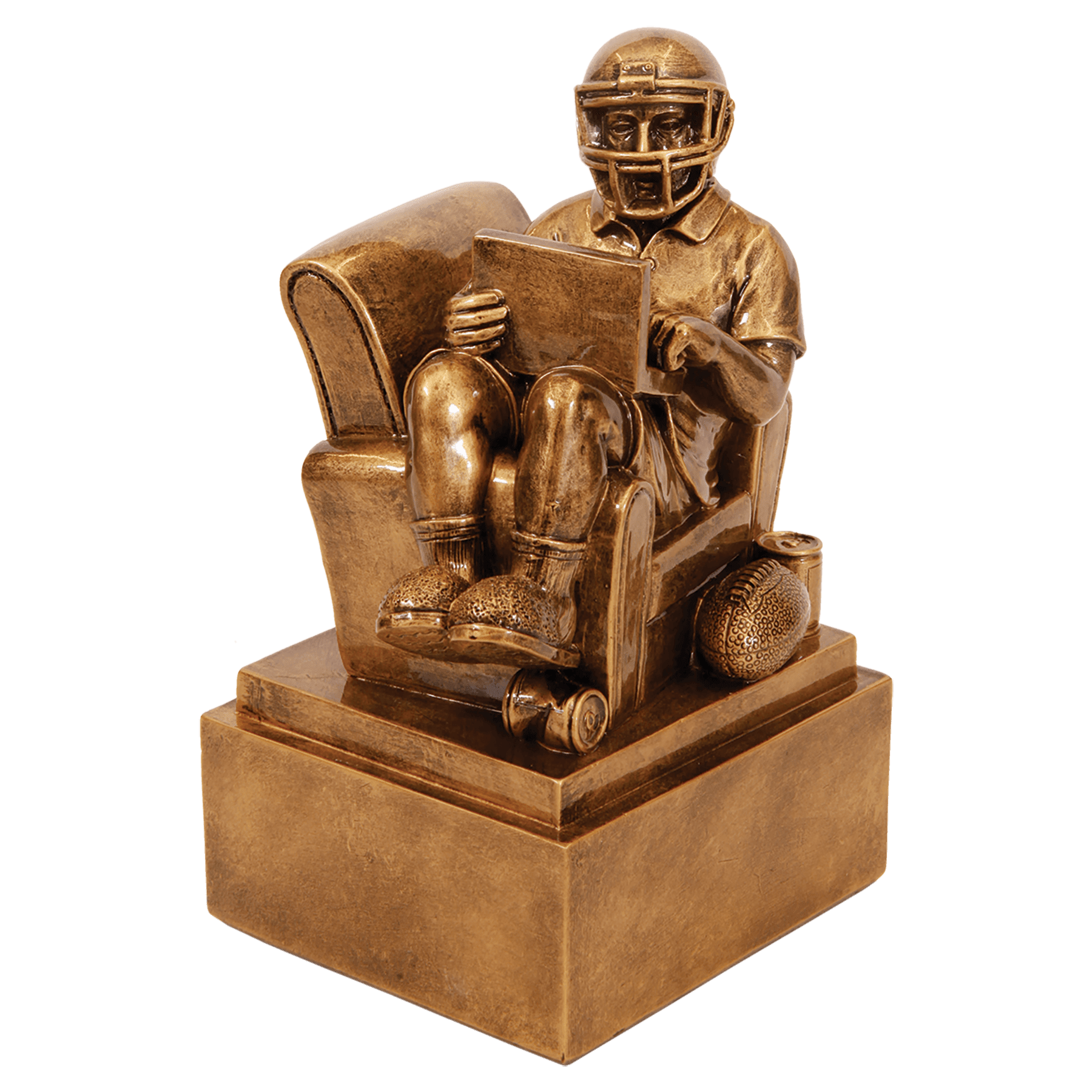 6" Antique Gold Fantasy Football Man in Chair Resin