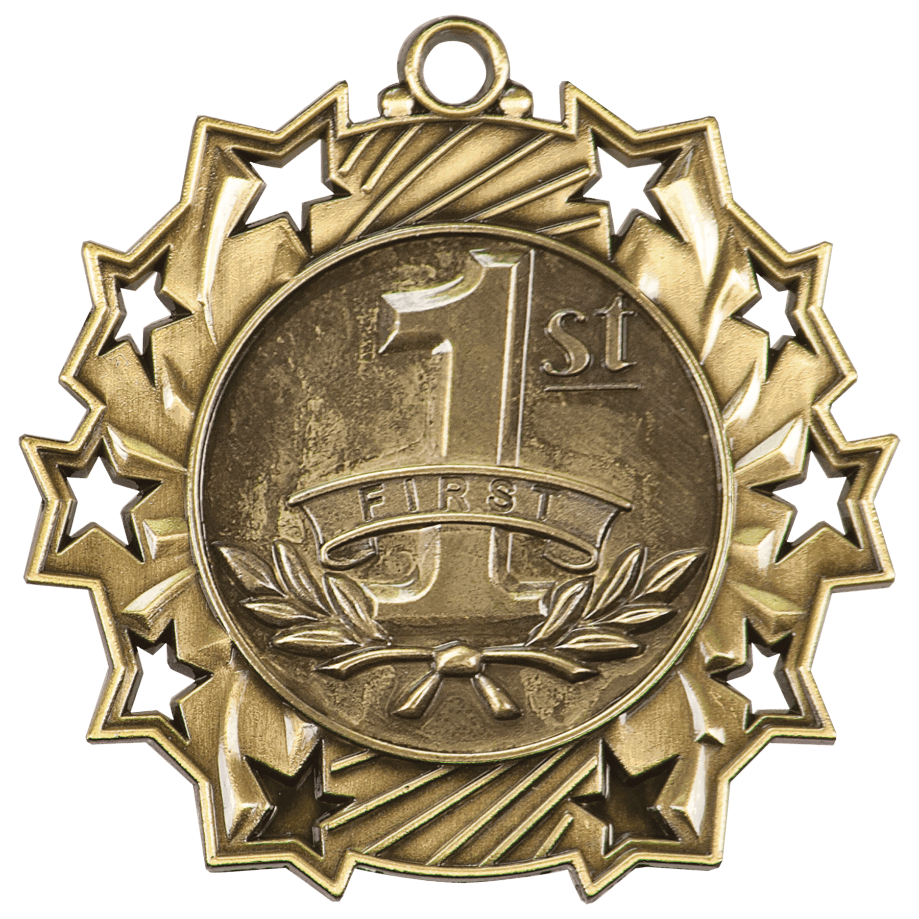2 1/4" Antique Gold 1st Place Ten Star Medal