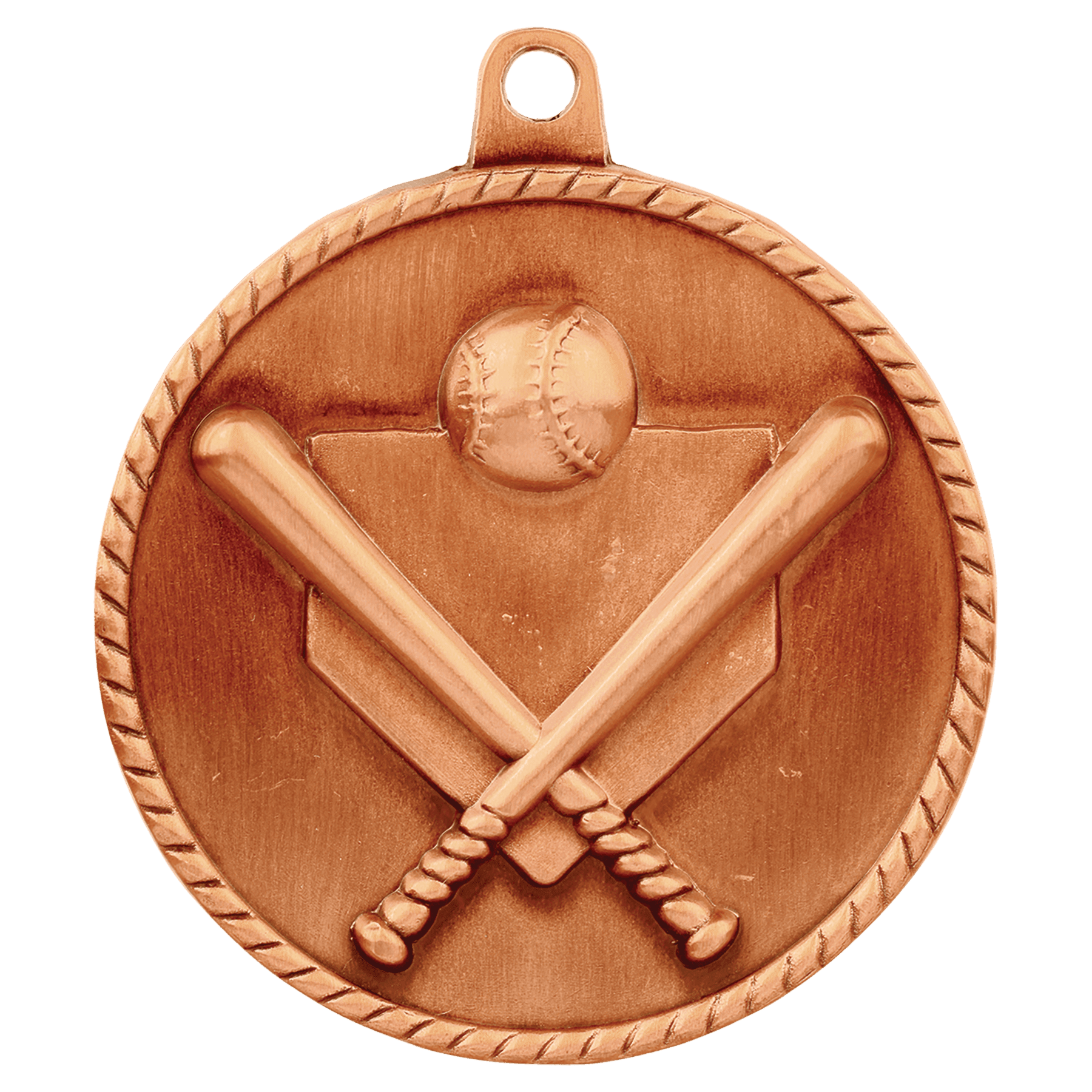 2" Antique Bronze Baseball/Softball High Relief Medal