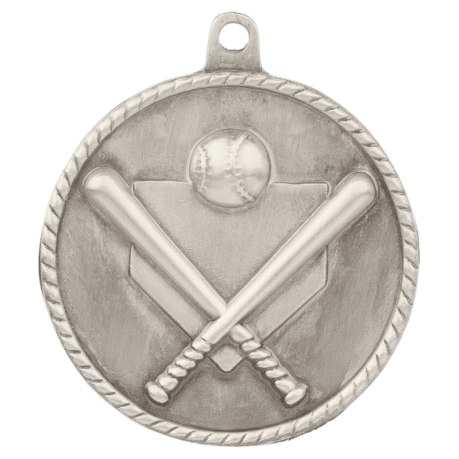 2" Antique Silver Baseball/Softball High Relief Medal