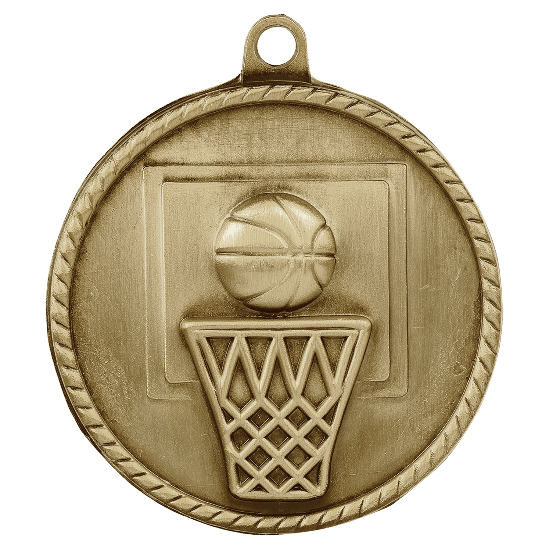 2" Antique Gold Basketball High Relief Medal