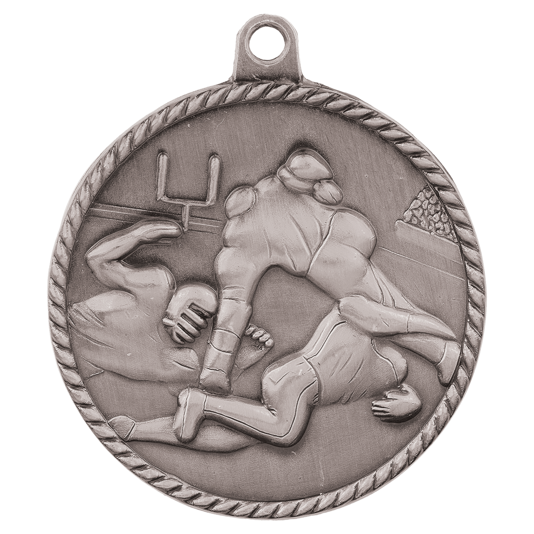 2" Antique Silver Football High Relief Medal