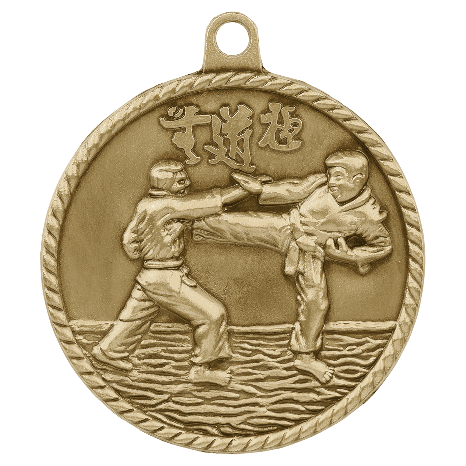 2" Antique Gold Martial Arts High Relief Medal