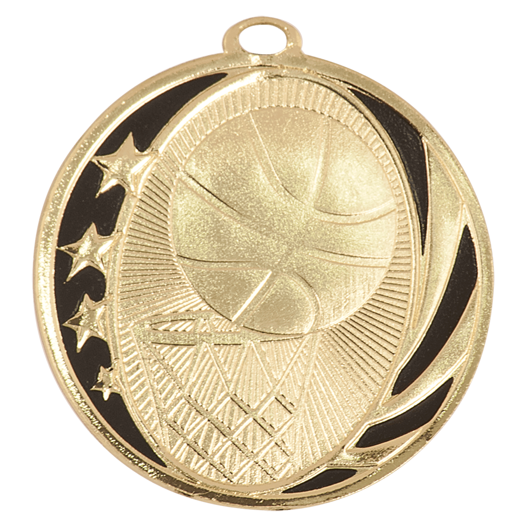 2" Bright Gold Basketball Laserable MidNite Star Medal
