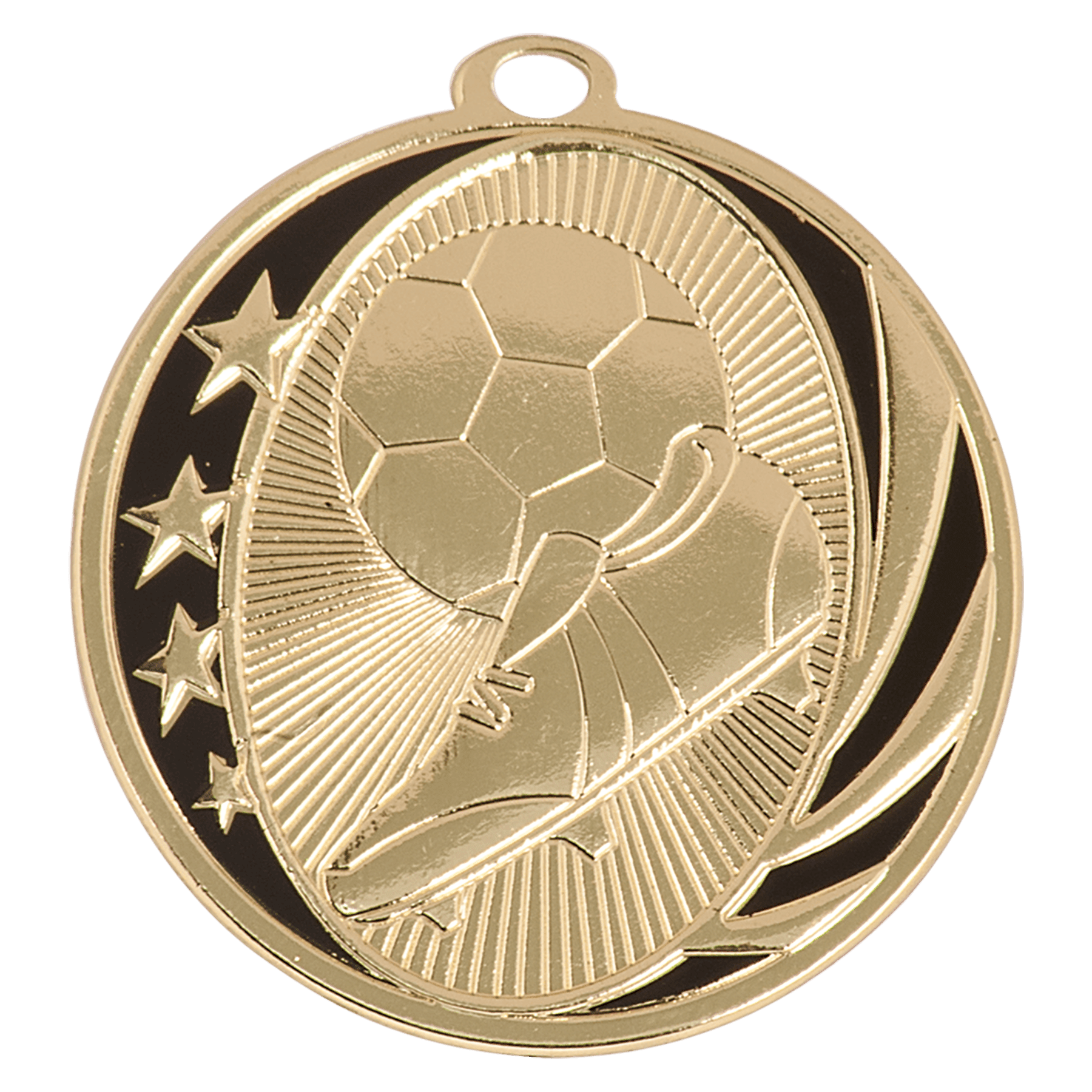 2" Bright Gold Soccer Laserable MidNite Star Medal