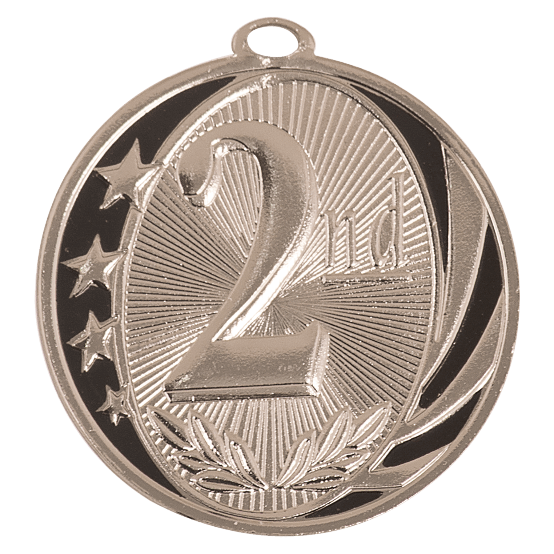 2" Bright Silver 2nd Place Laserable MidNite Star Medal