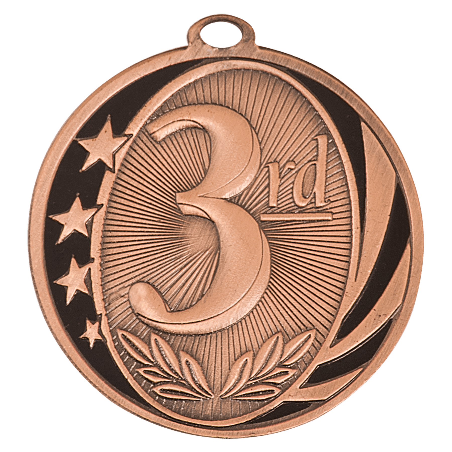 2" Bright Bronze 3rd Place Laserable MidNite Star Medal