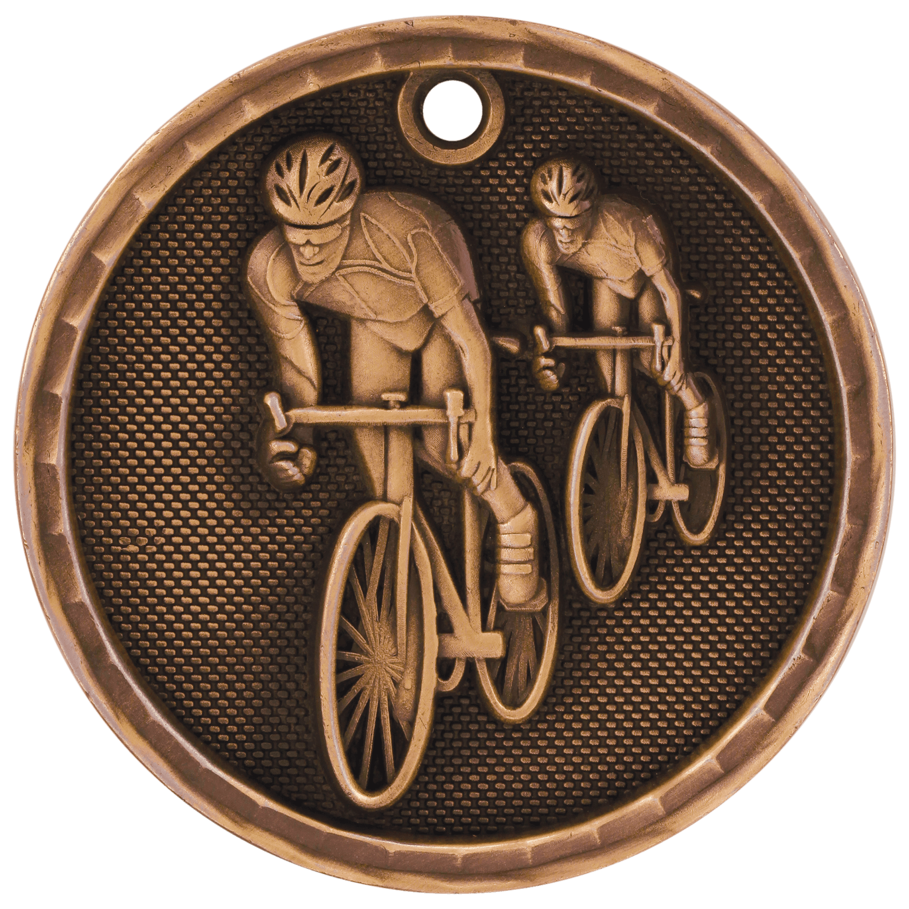 2" Antique Bronze 3D Bicycling Medal