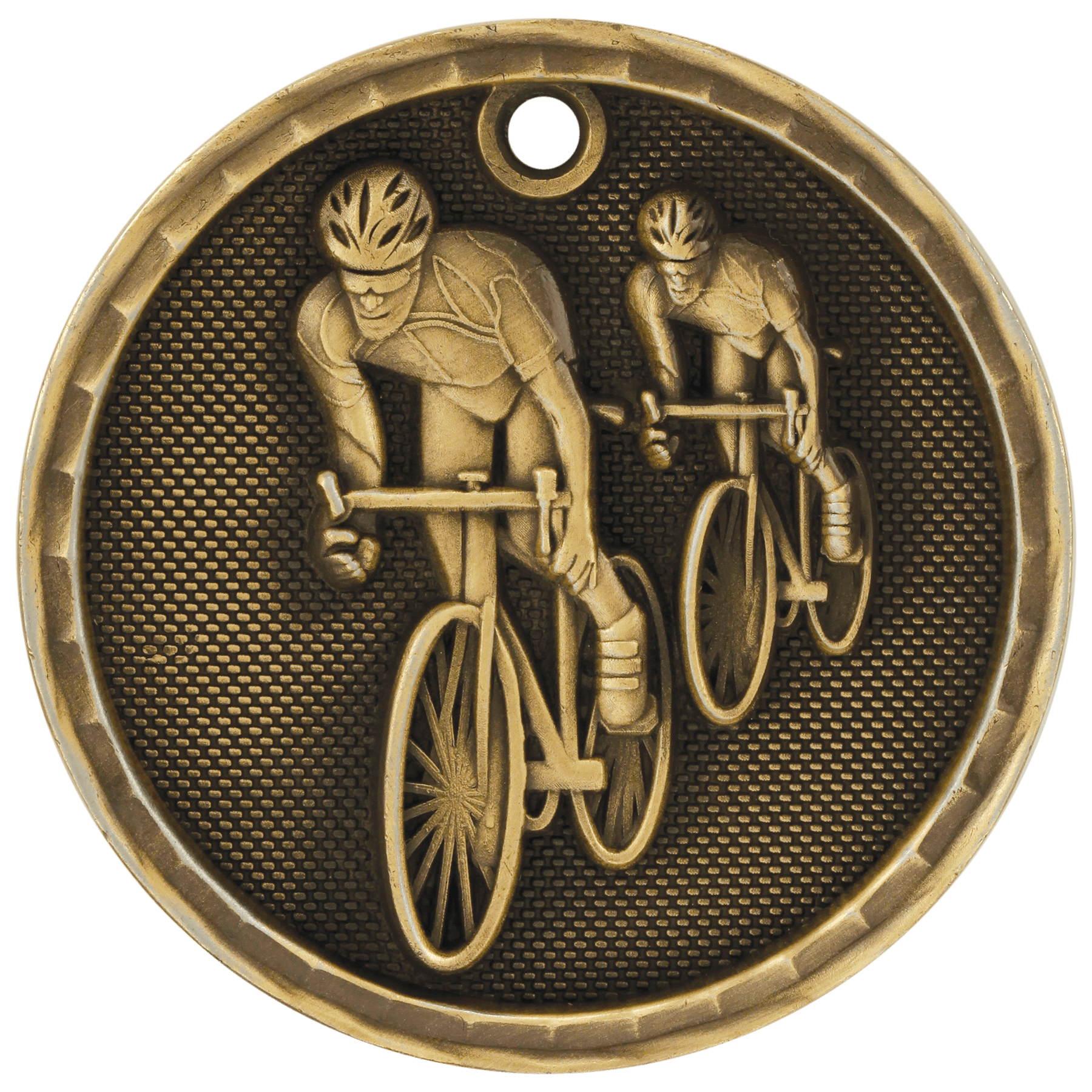 2" Antique Gold 3D Bicycling Medal