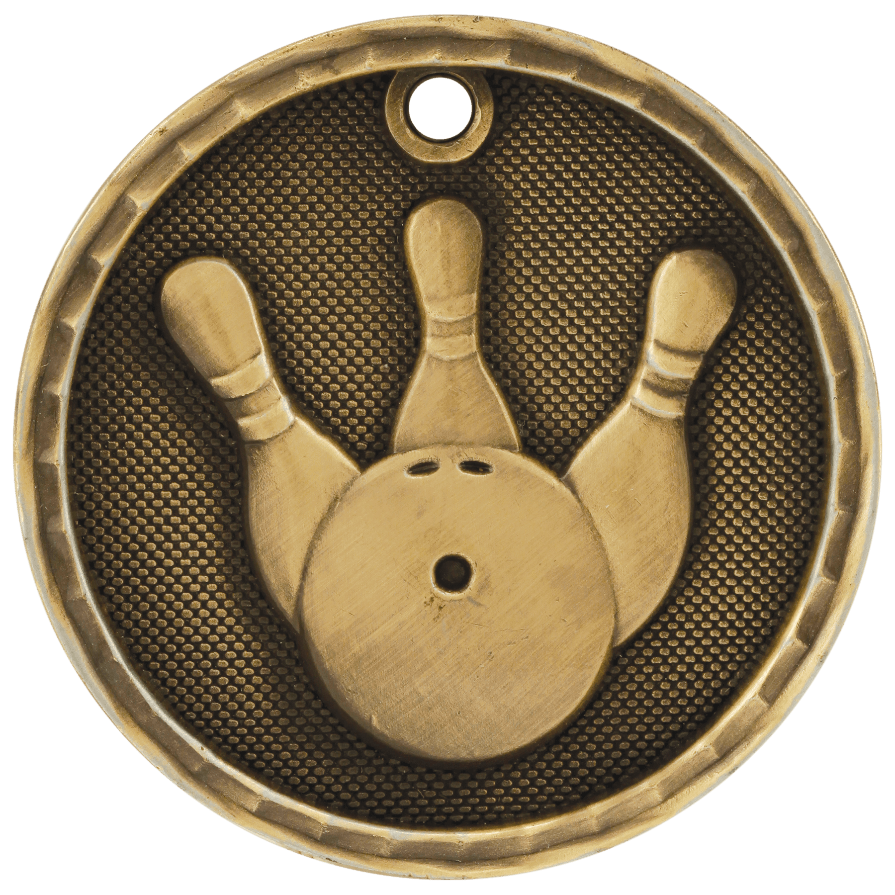 2" Antique Gold 3D Bowling Medal