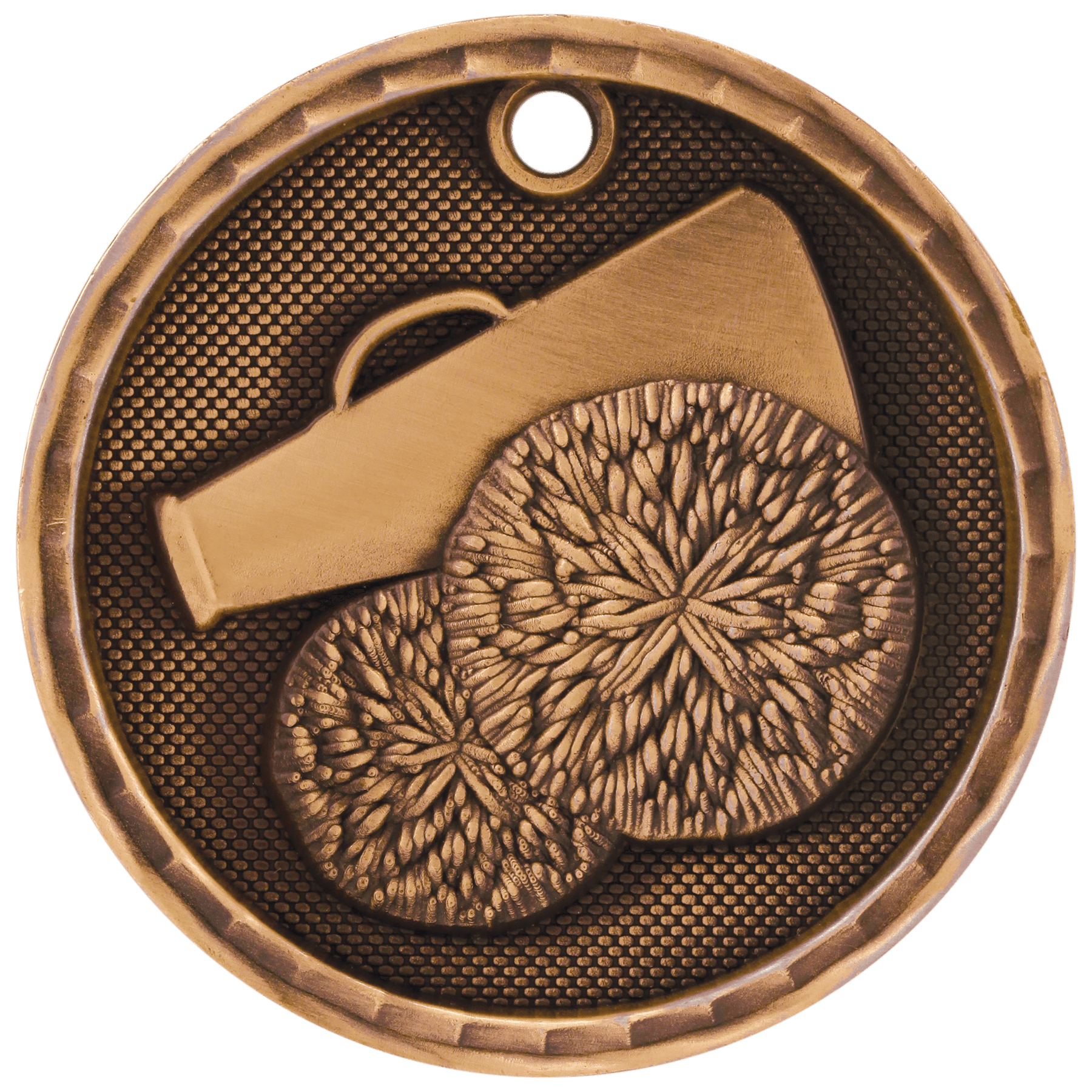 2" Antique Bronze 3D Cheer Medal
