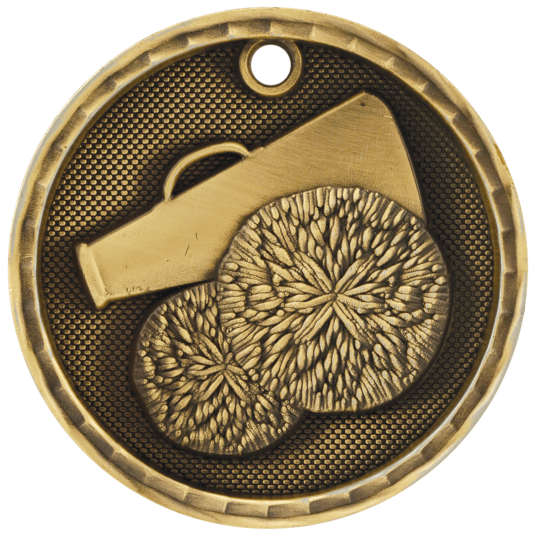 2" Antique Gold 3D Cheer Medal