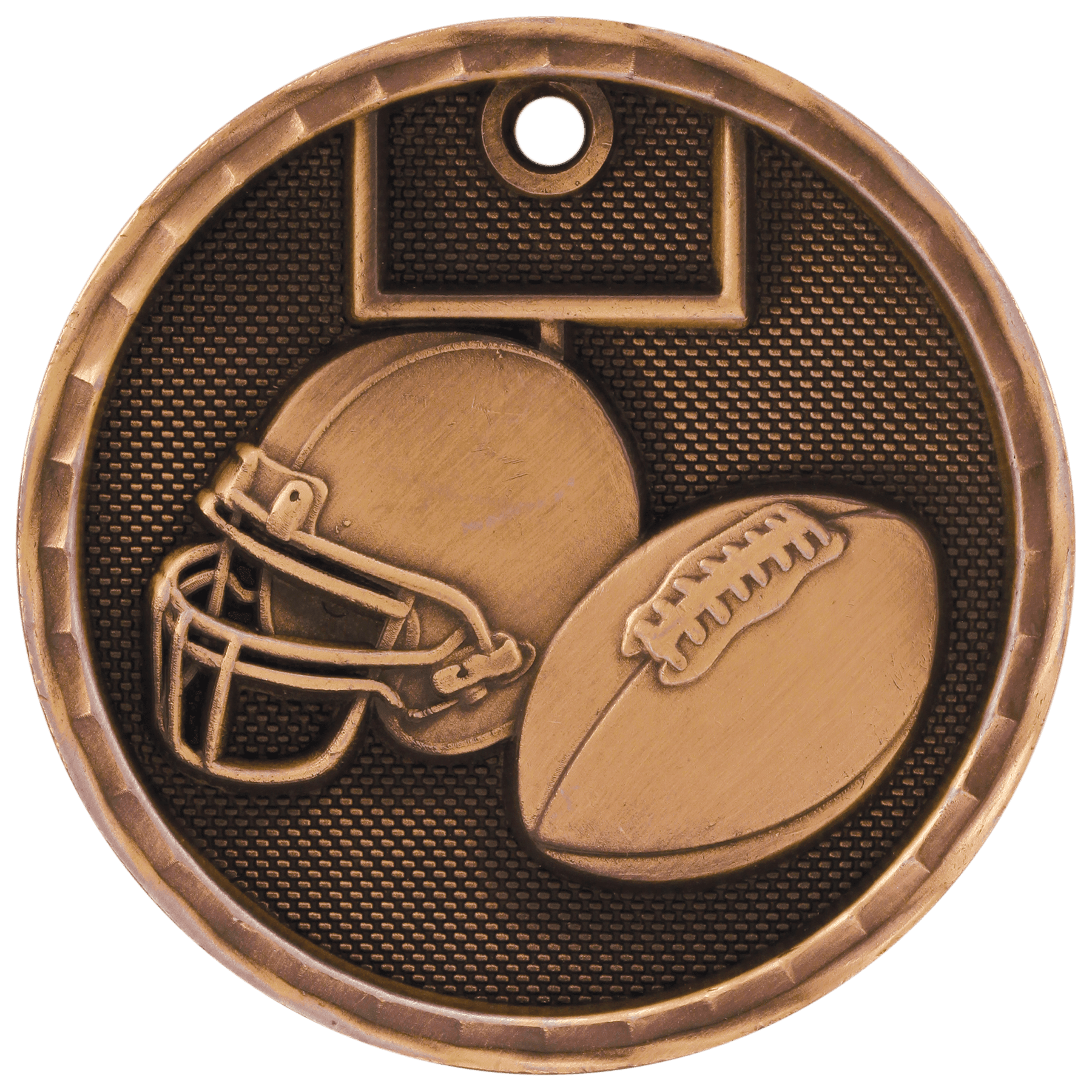 2" Antique Bronze 3D Football Medal