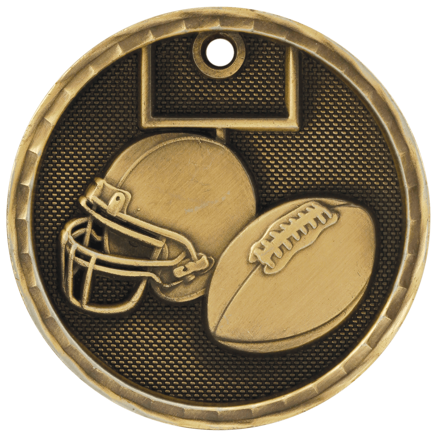2" Antique Gold 3D Football Medal