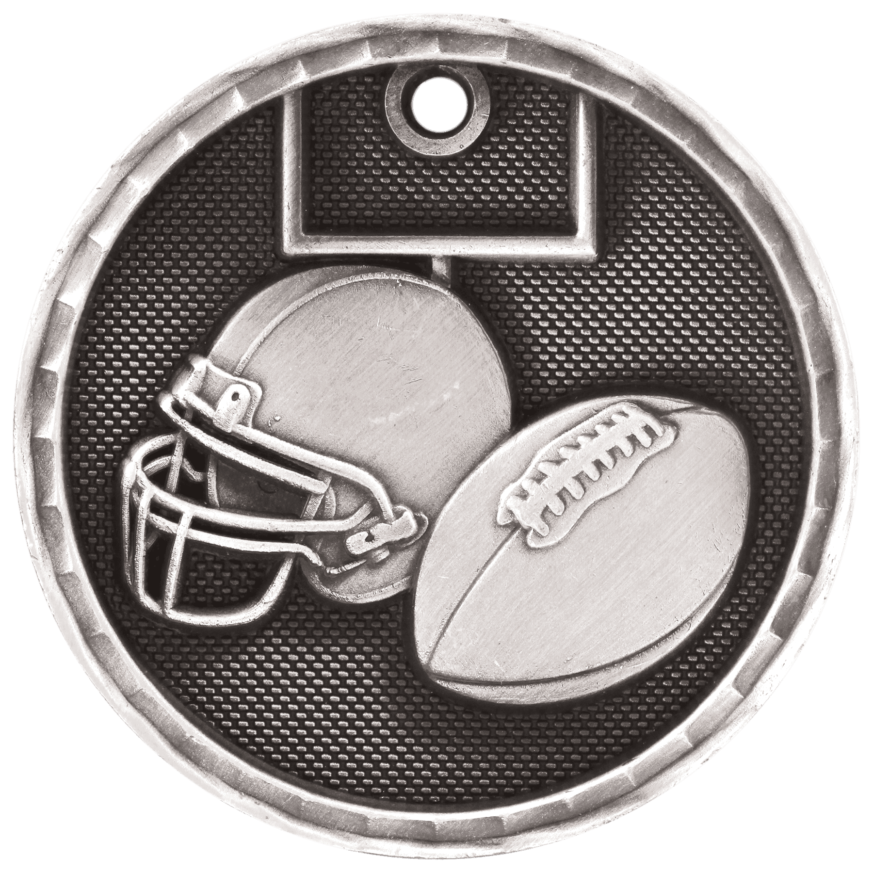 2" Antique Silver 3D Football Medal