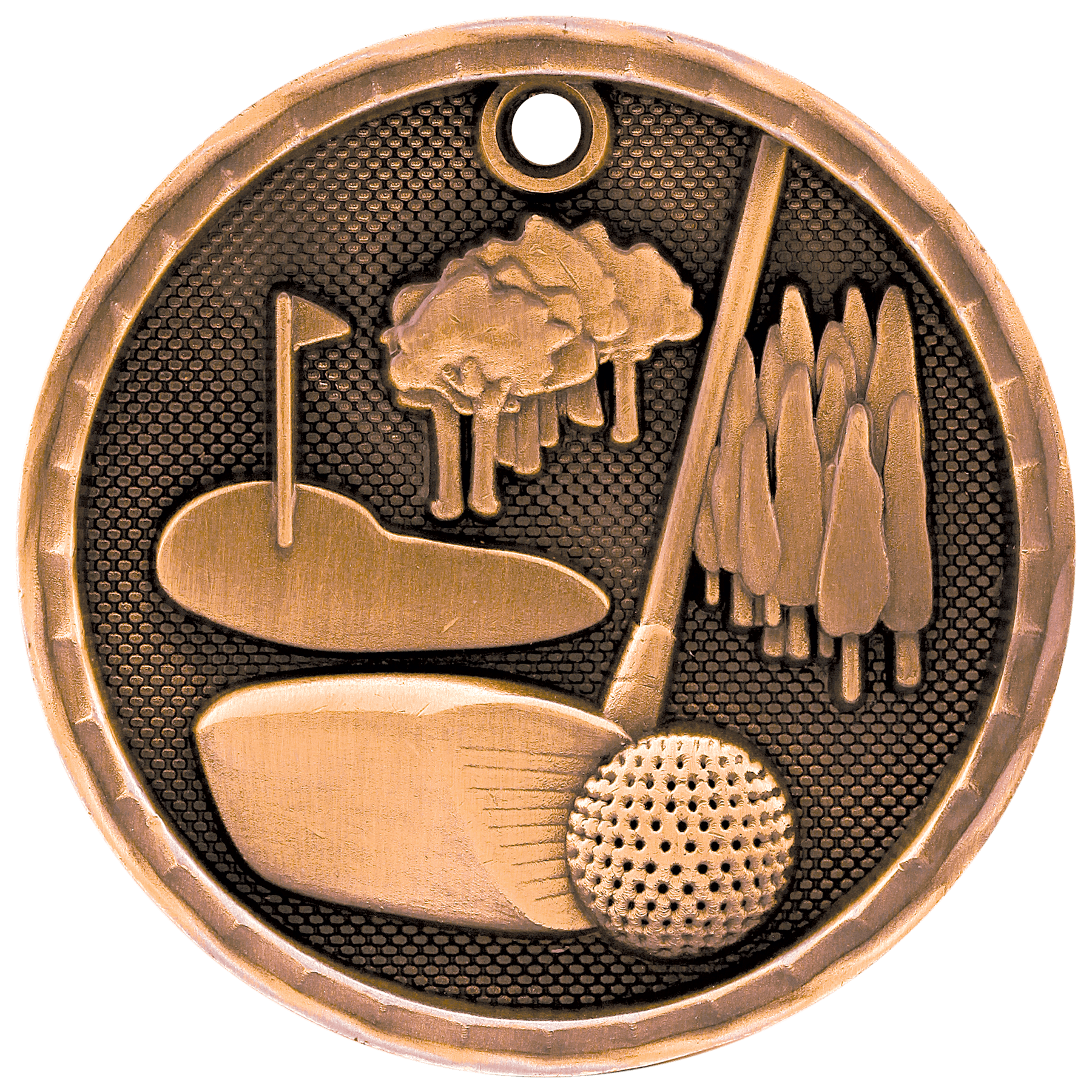 2" Antique Bronze 3D Golf Medal