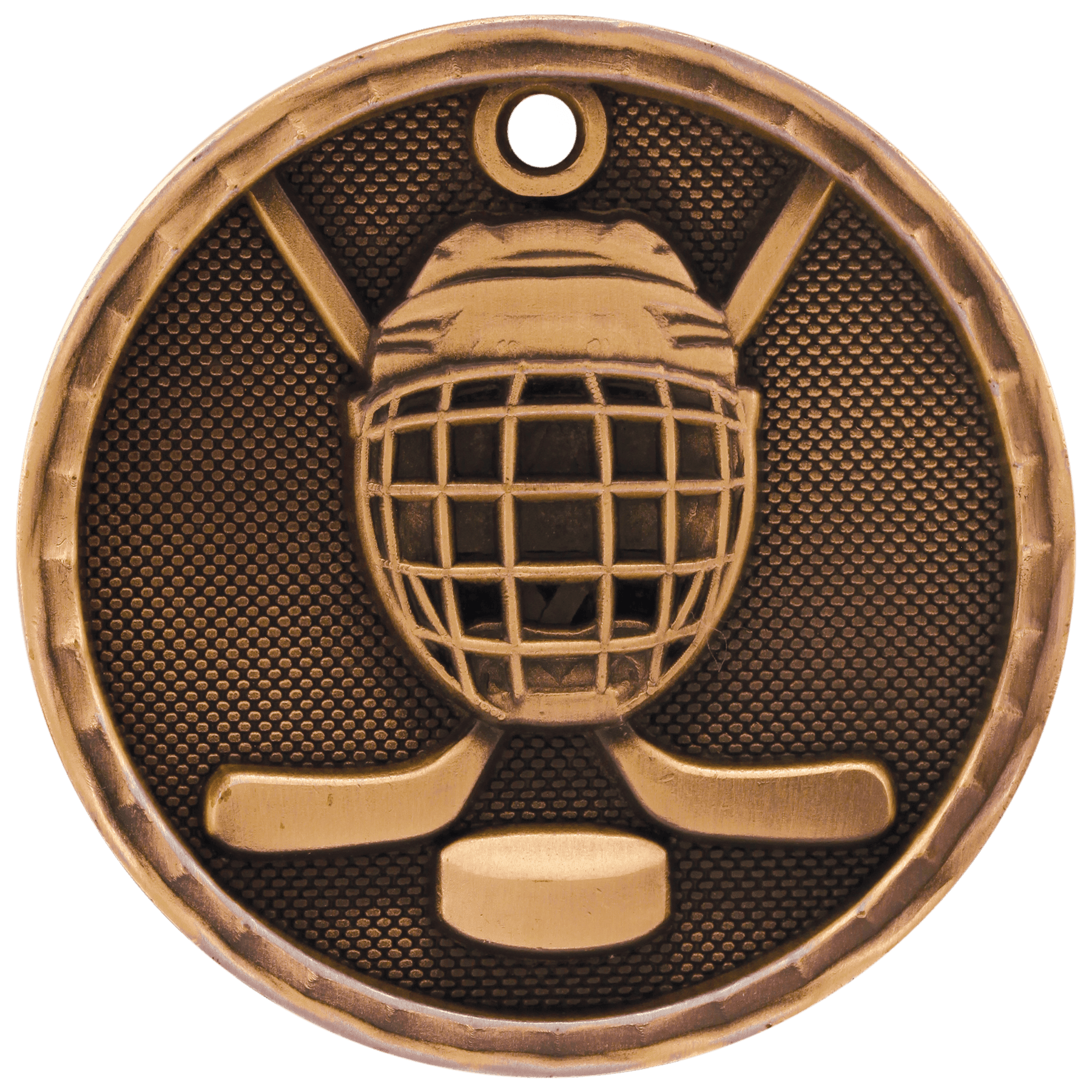 2" Antique Bronze 3D Hockey Medal