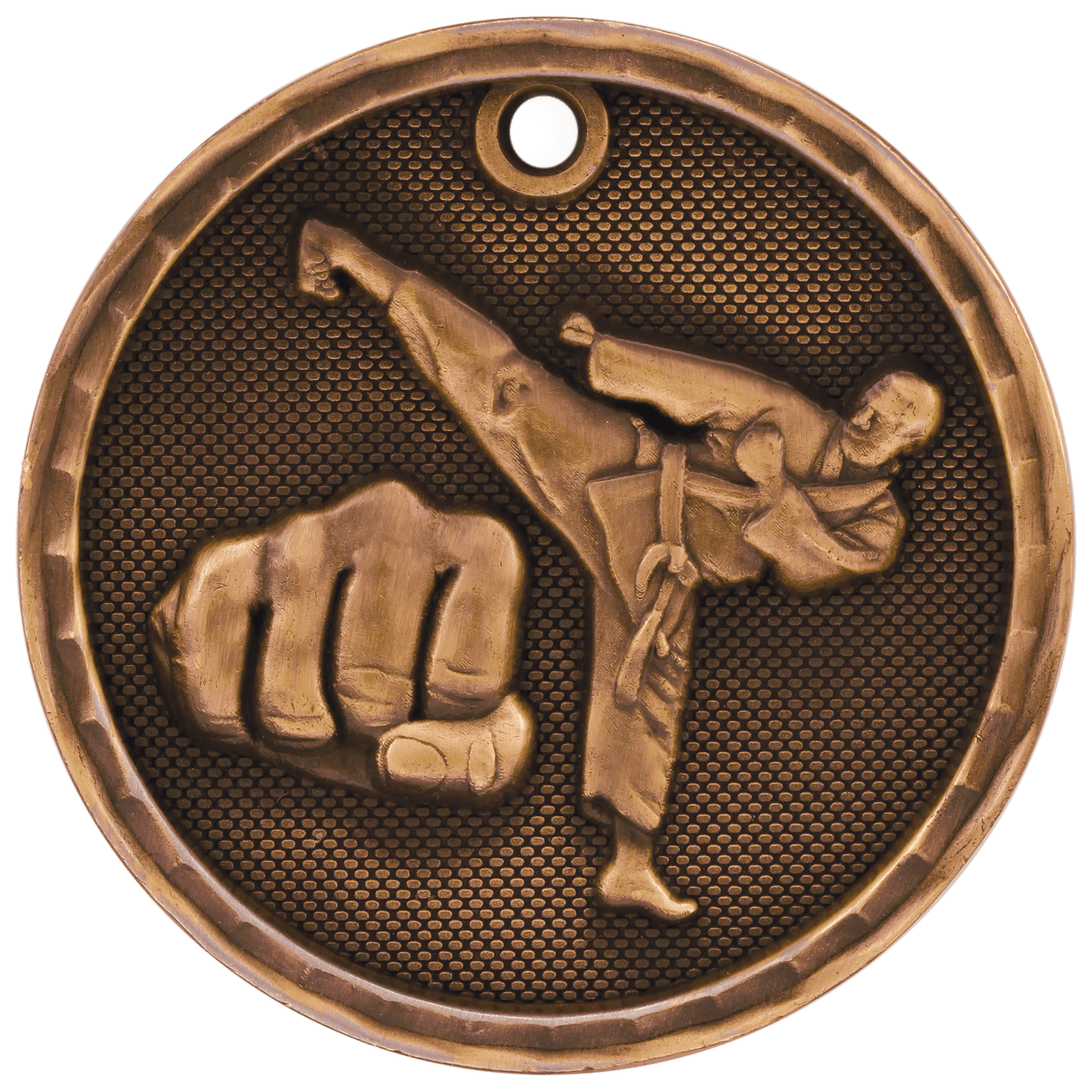2" Antique Bronze 3D Martial Arts Medal