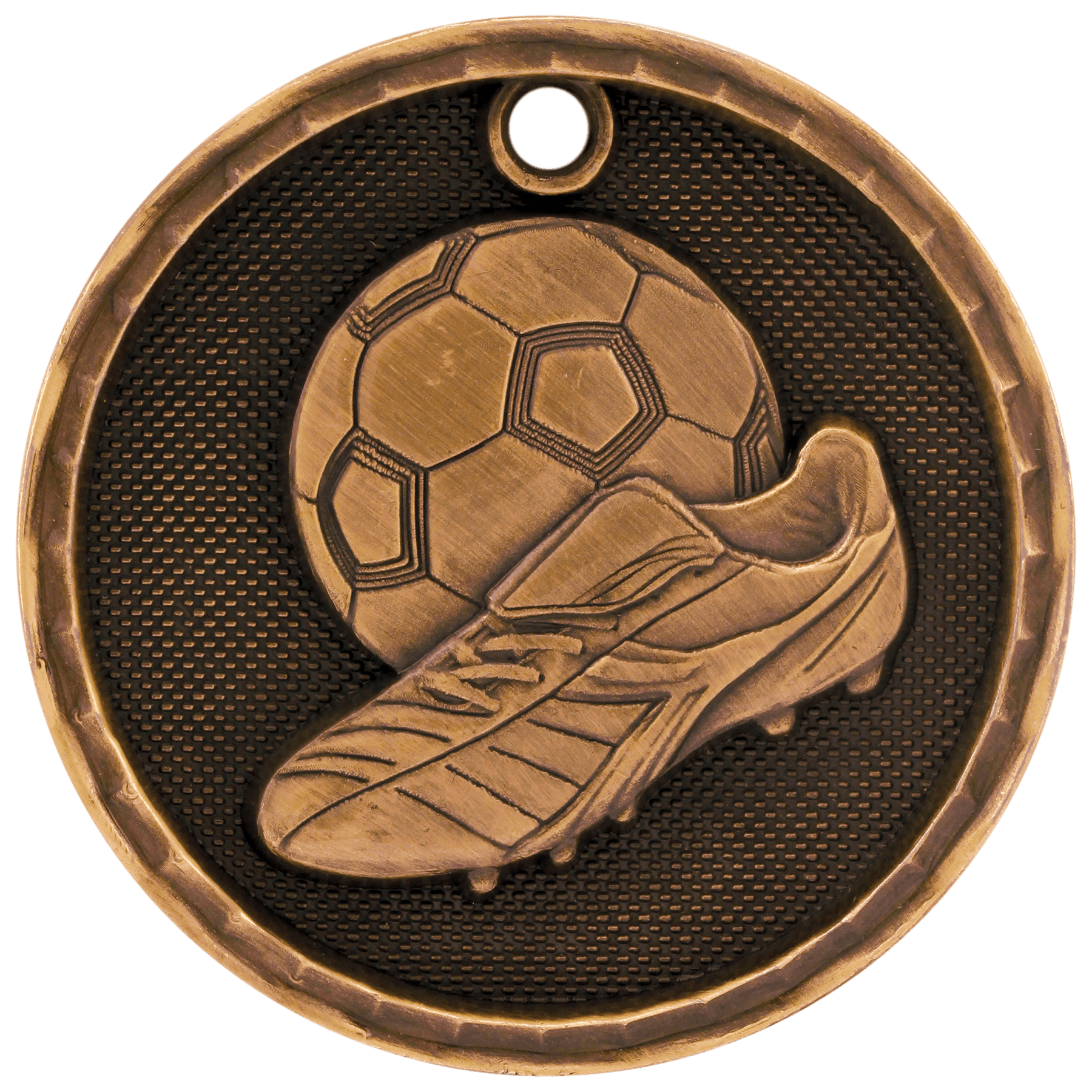 2" Antique Bronze 3D Soccer Medal