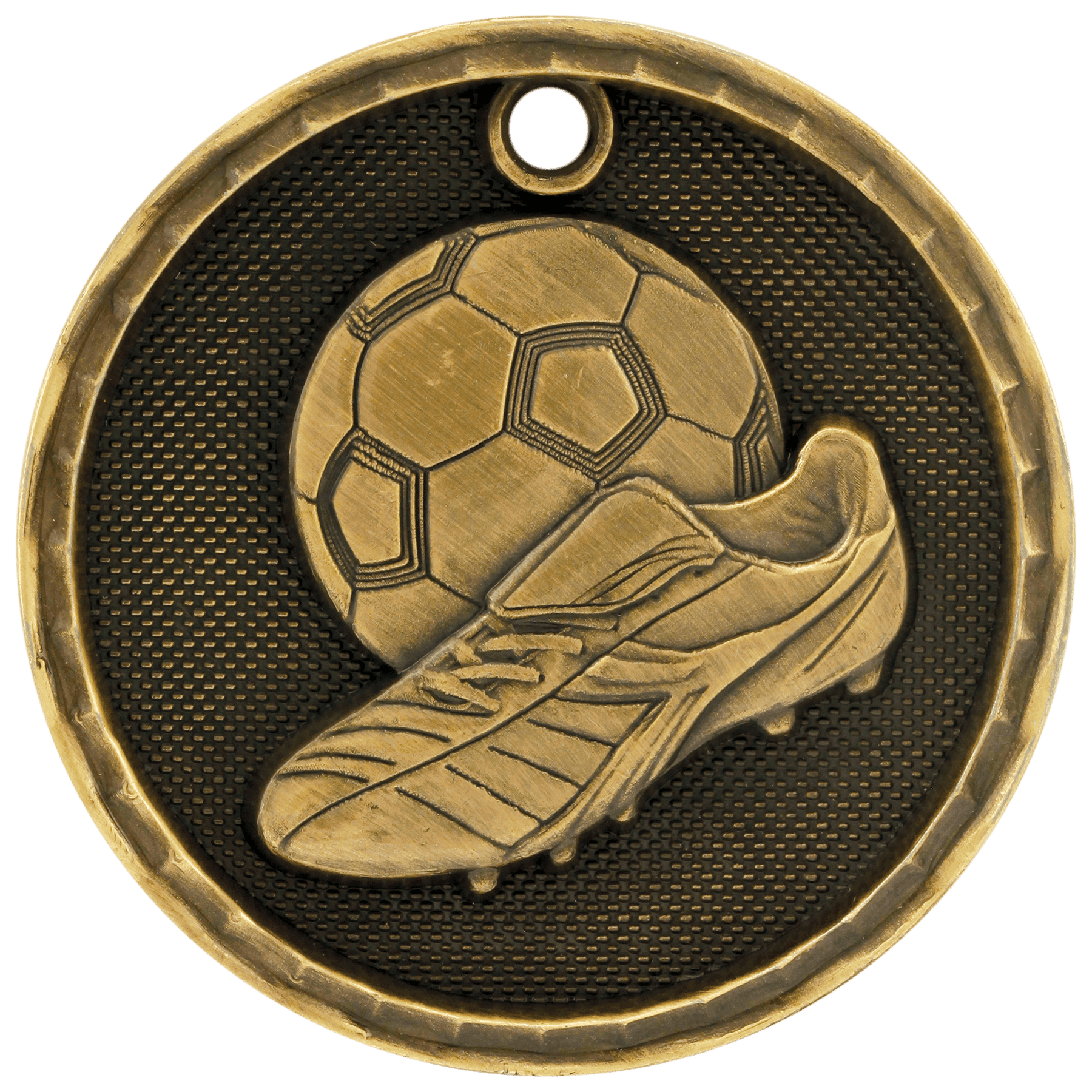 2" Antique Gold 3D Soccer Medal