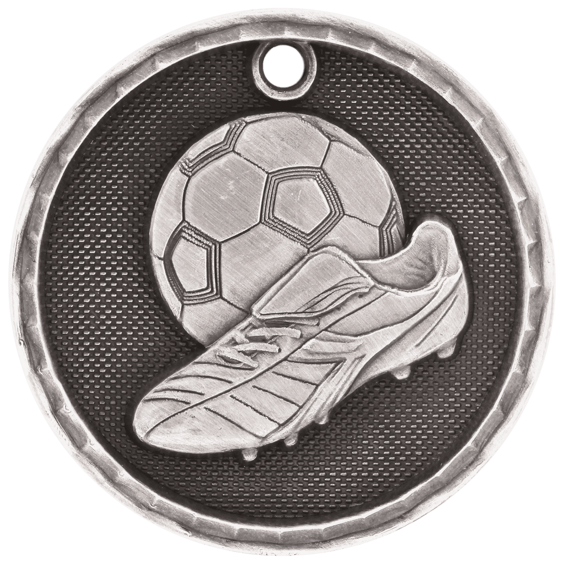 2" Antique Silver 3D Soccer Medal