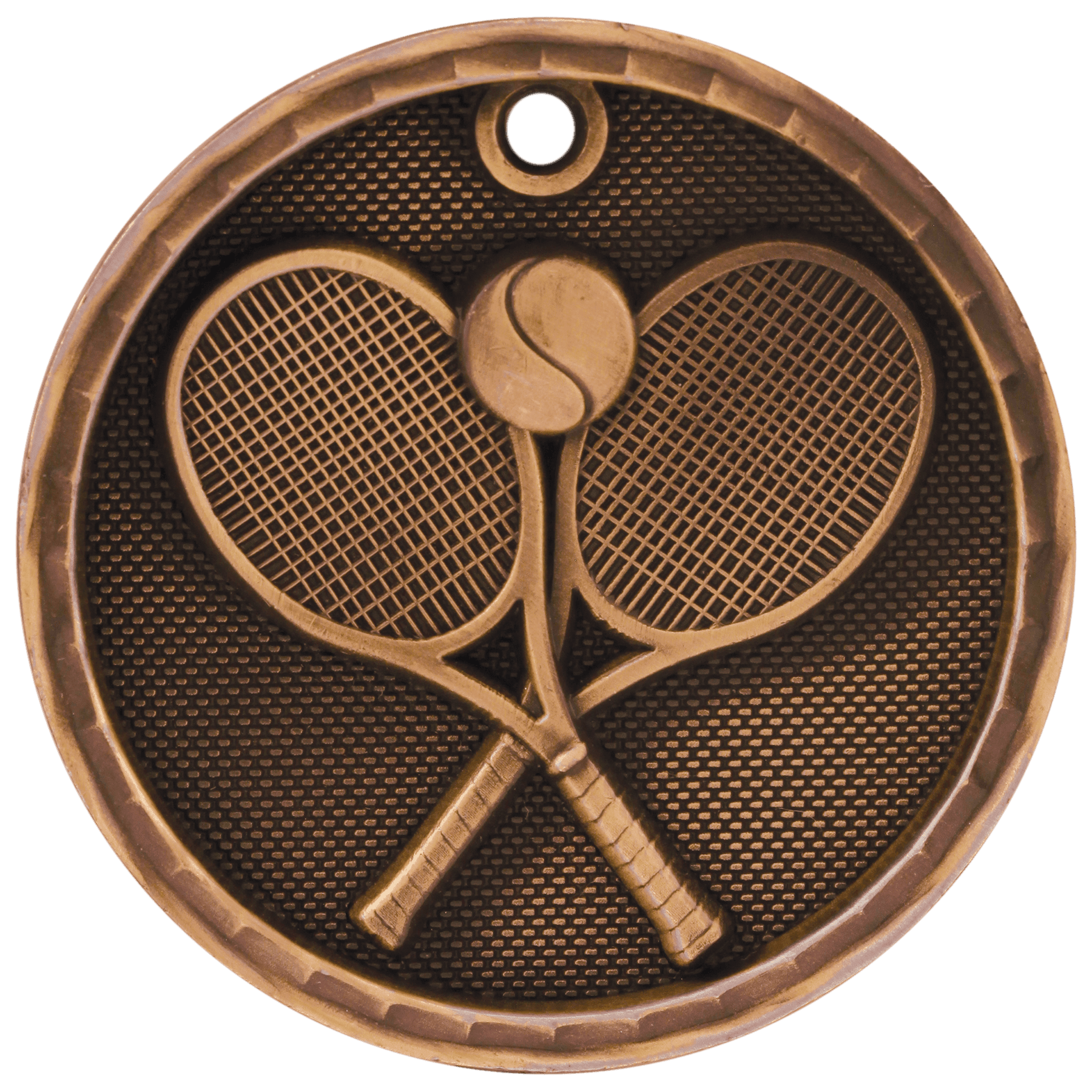 2" Antique Bronze 3D Tennis Medal