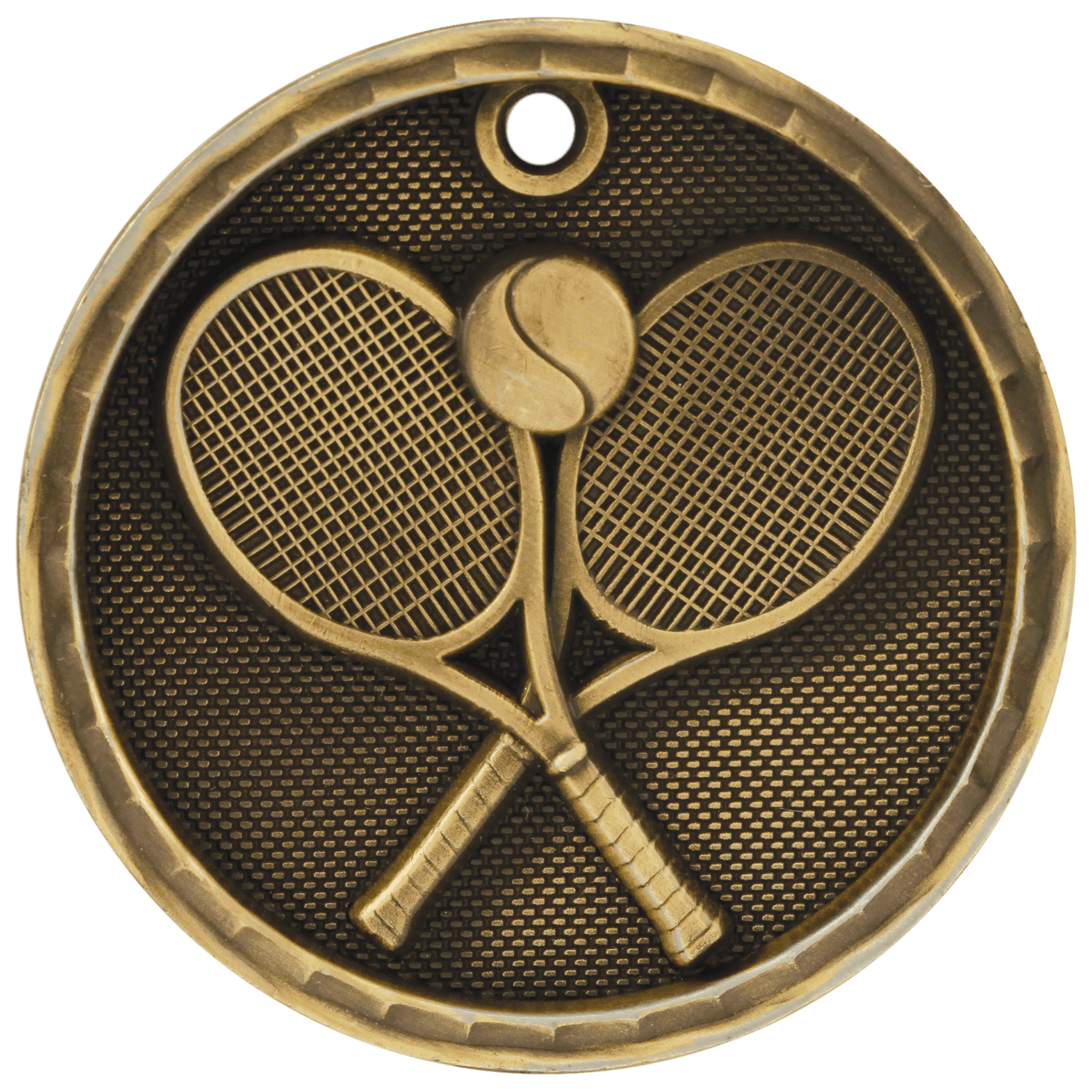 2" Antique Gold 3D Tennis Medal