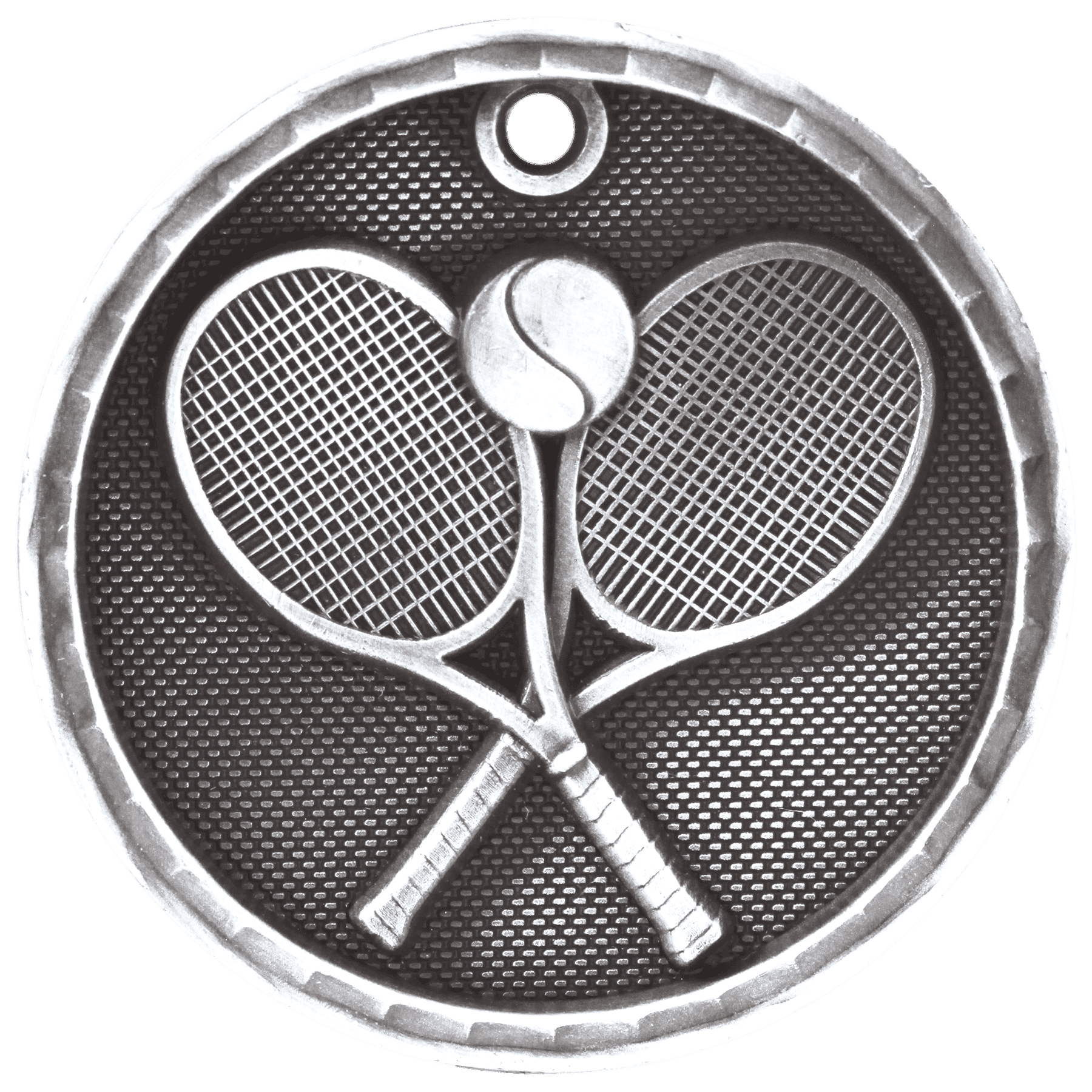2" Antique Silver 3D Tennis Medal