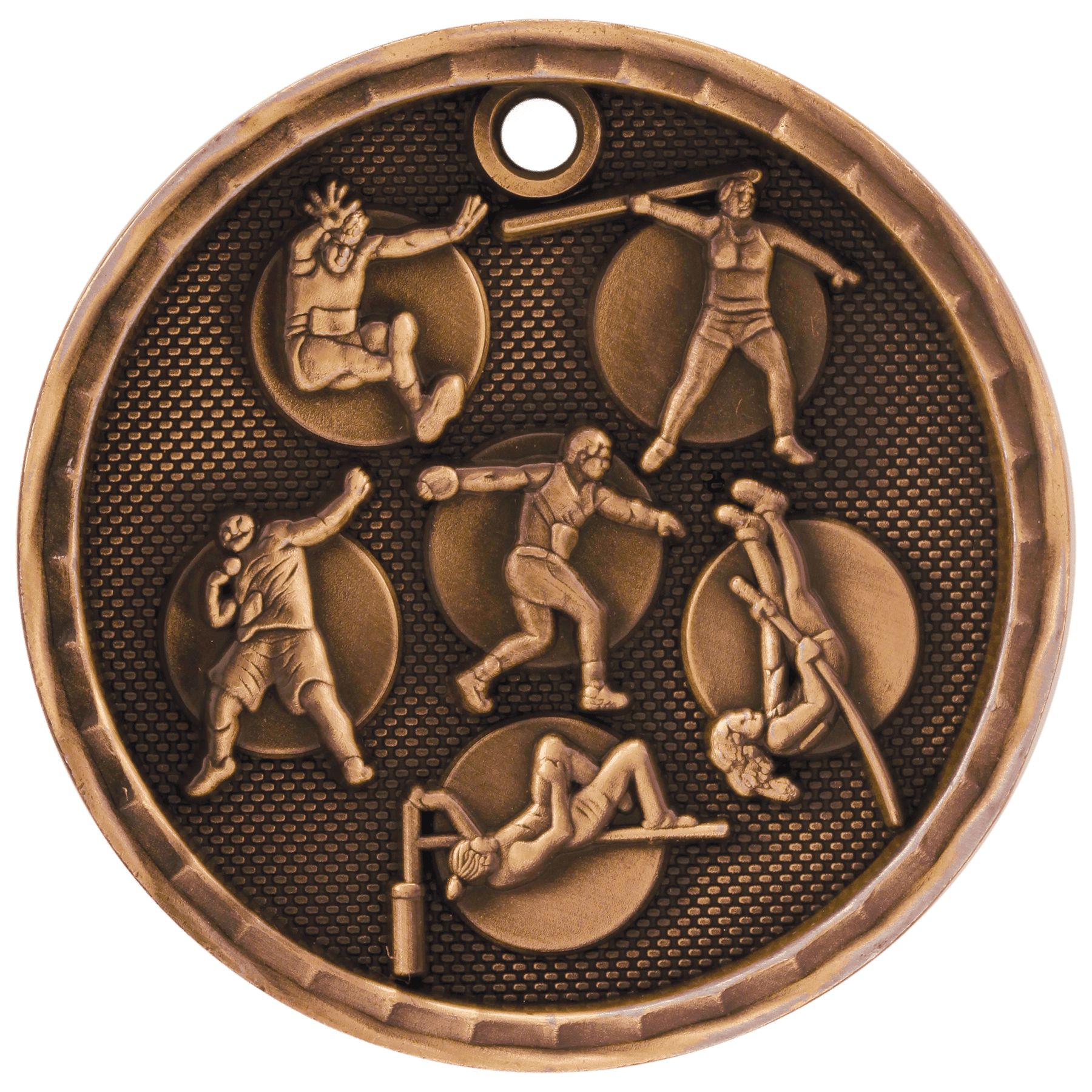 2" Antique Bronze 3D Track and Field Medal