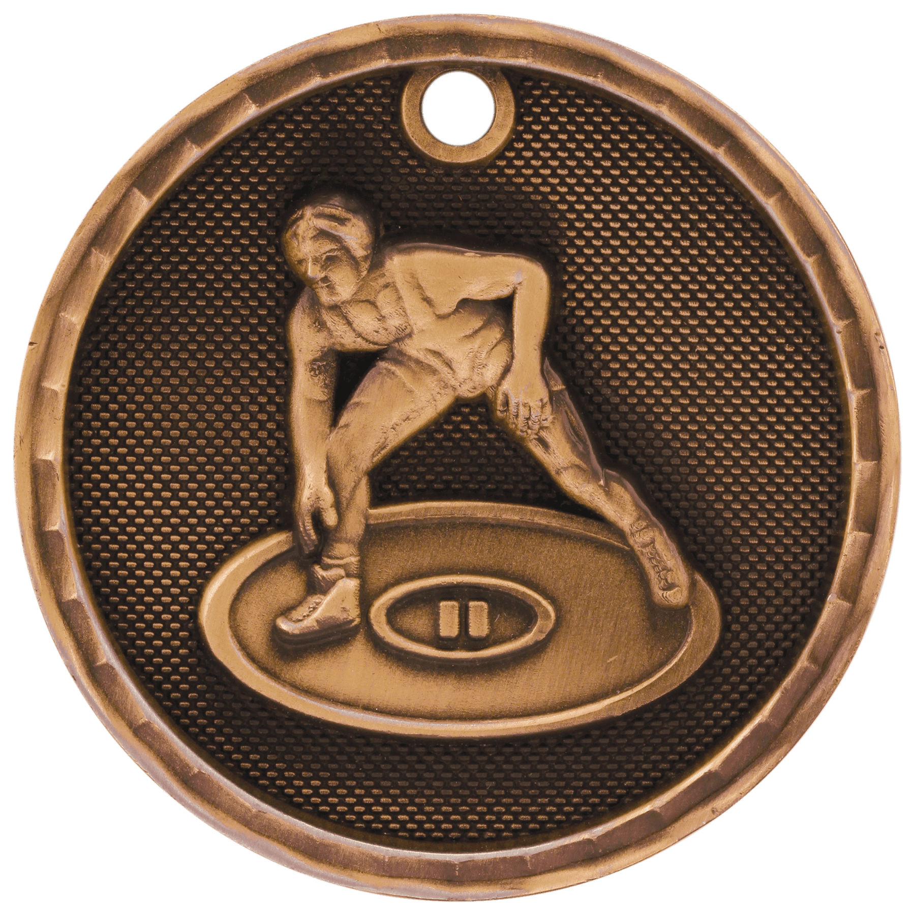 2" Antique Bronze 3D Wrestling Medal