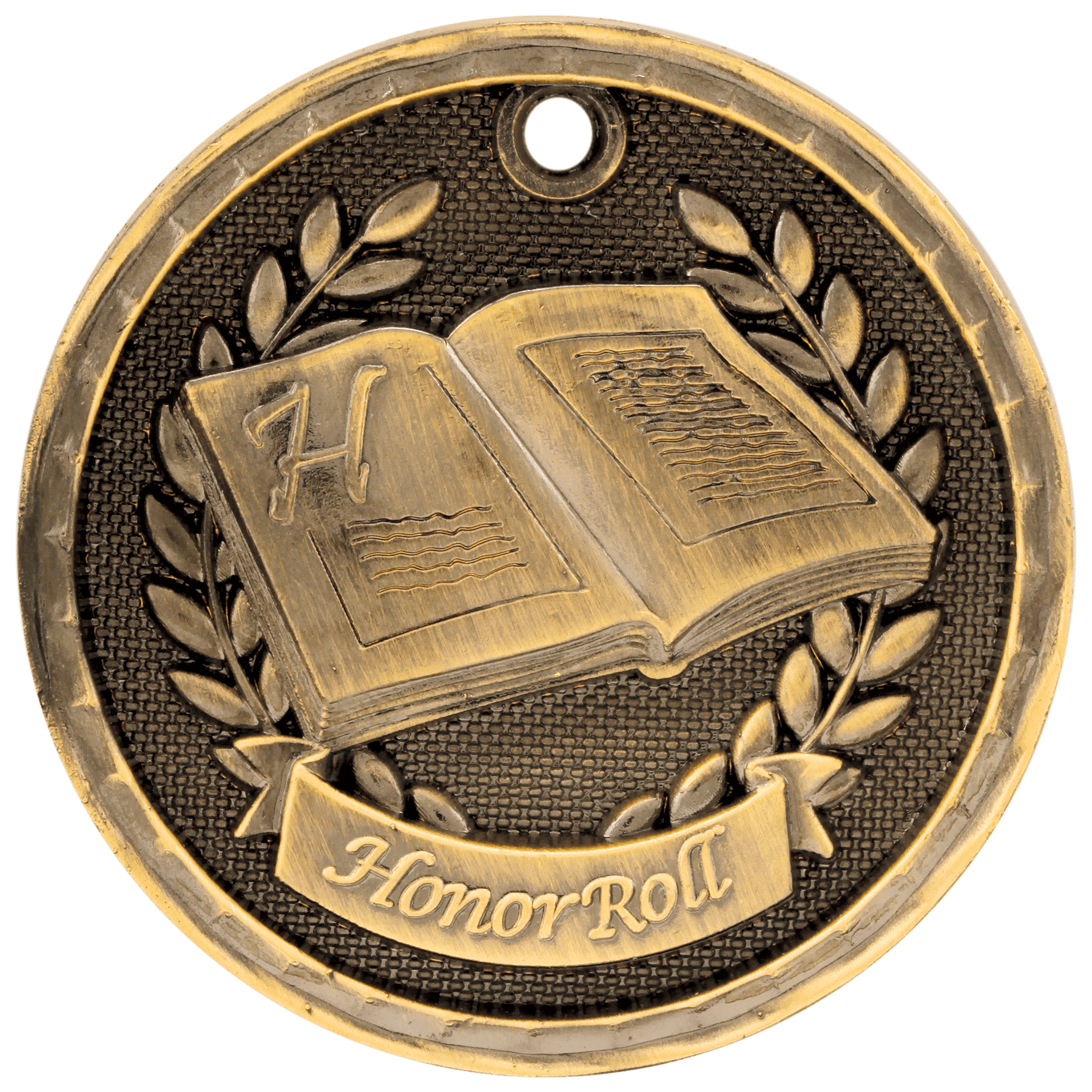 2" Antique Gold 3D Honor Roll Medal