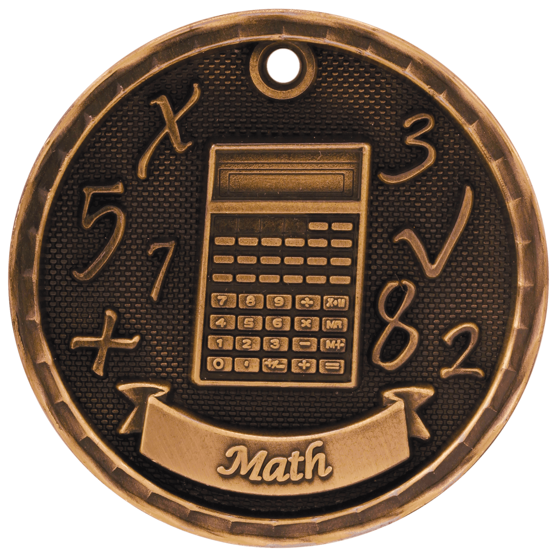 2" Antique Bronze 3D Math Medal