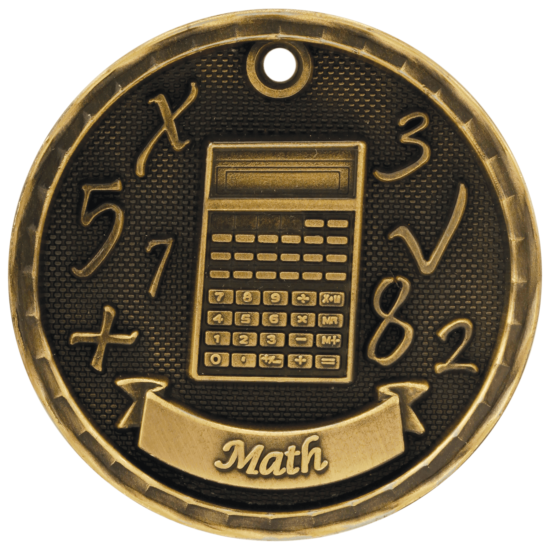 2" Antique Gold 3D Math Medal