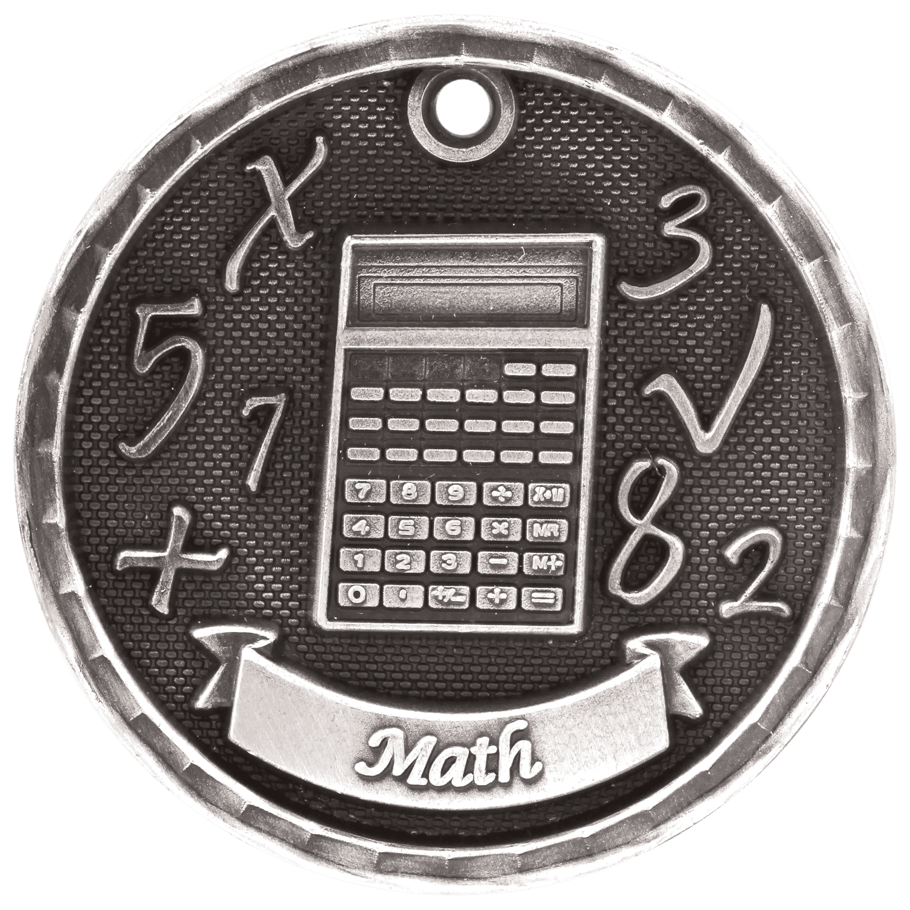 2" Antique Silver 3D Math Medal