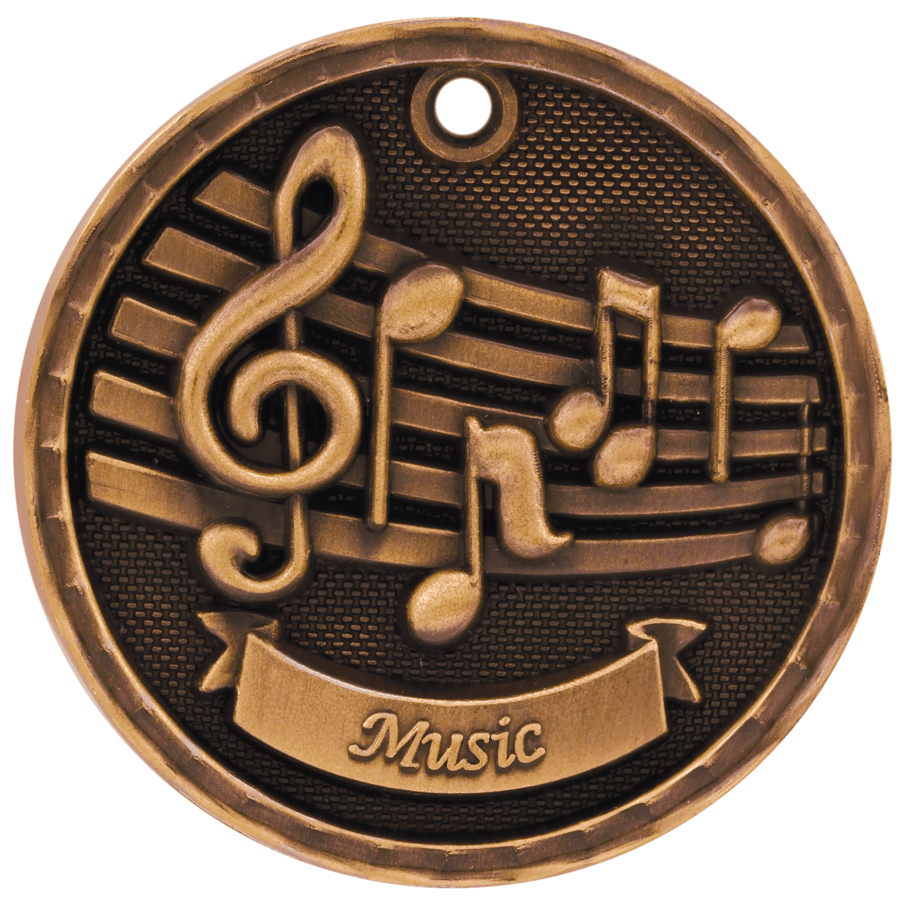 2" Antique Bronze 3D Music Medal