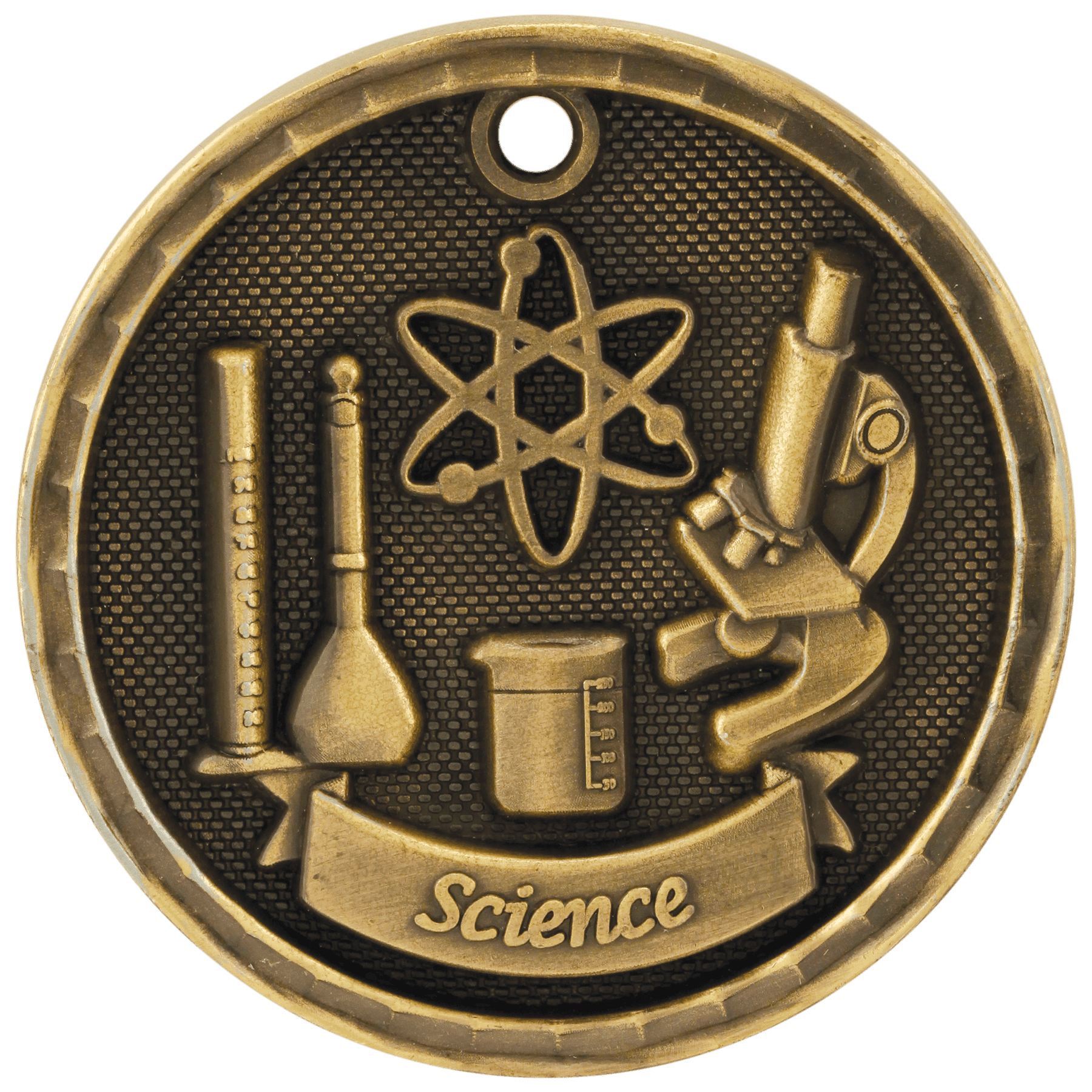 2" Antique Gold 3D Science Medal