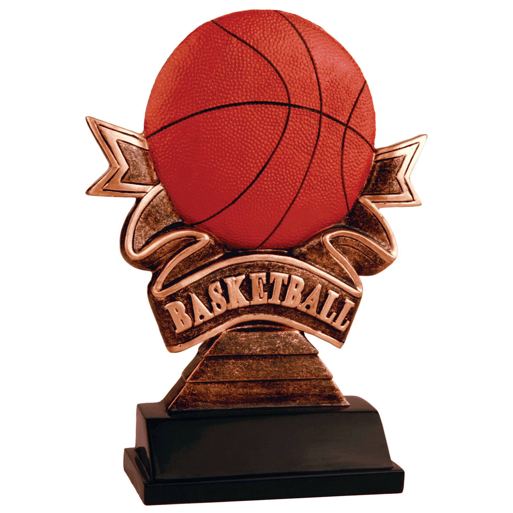 7" Basketball Ribbon Resin