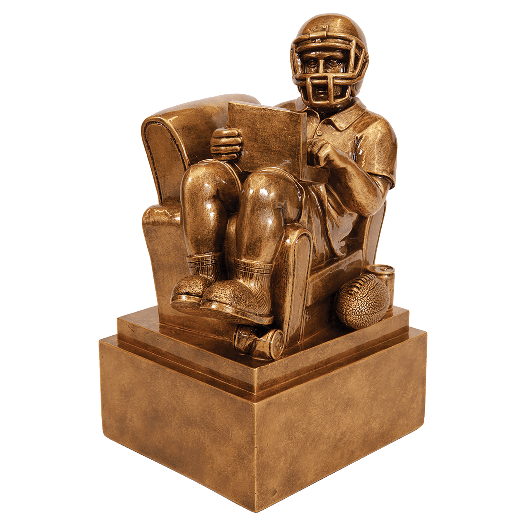 9" Antique Gold Fantasy Football Man in Chair Resin