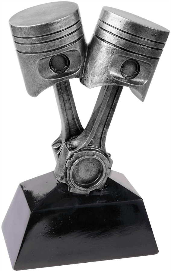 7" Antique Silver Piston Resin