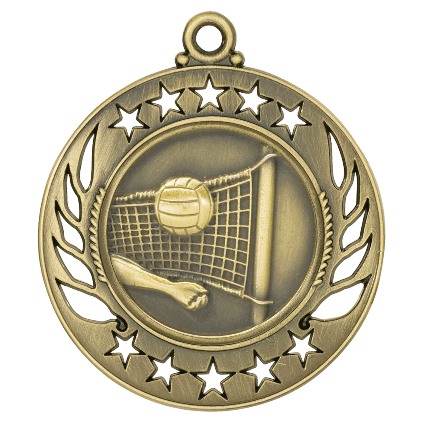 2 1/4" Antique Gold Volleyball Galaxy Medal