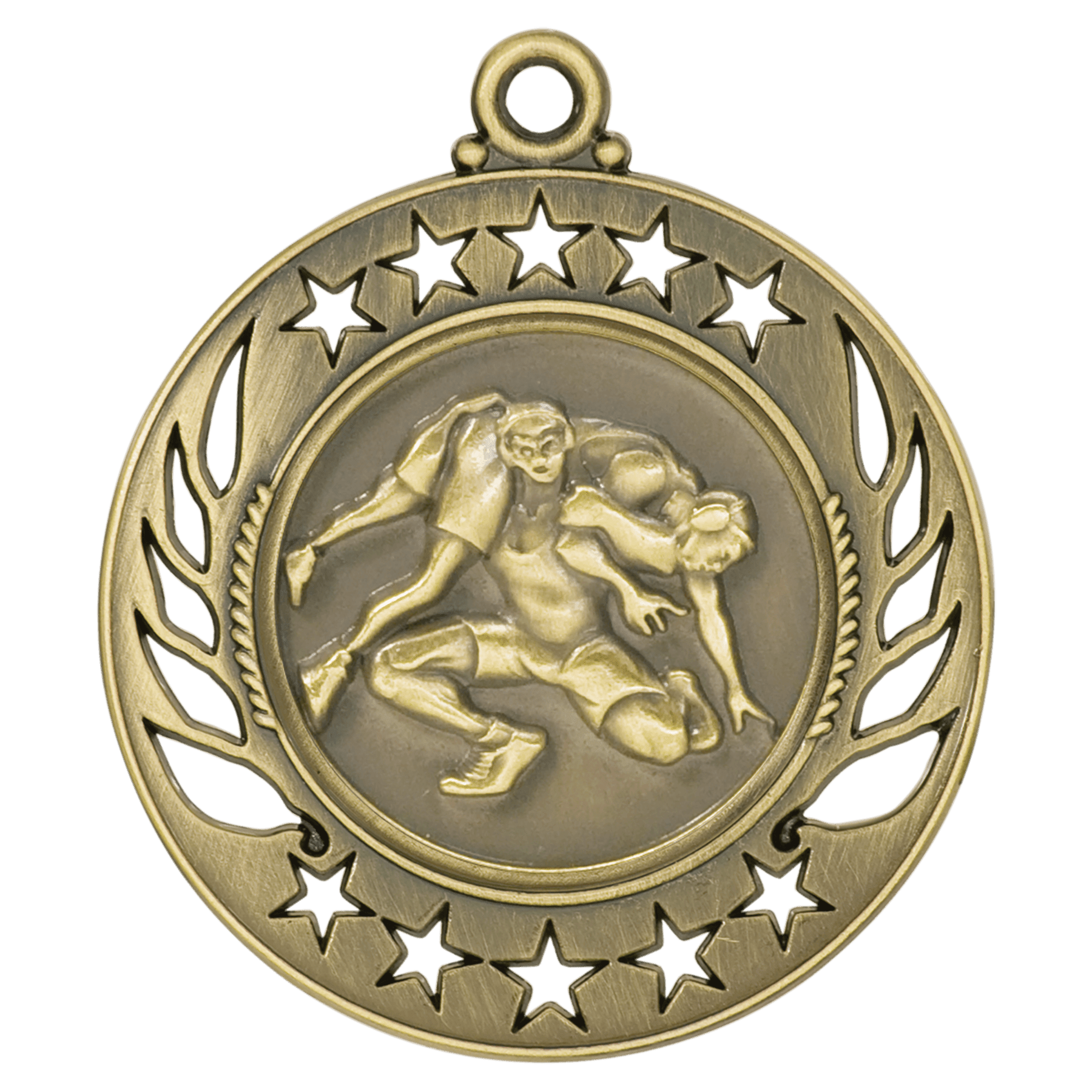 2 1/4" Antique Gold Wrestling Galaxy Medal
