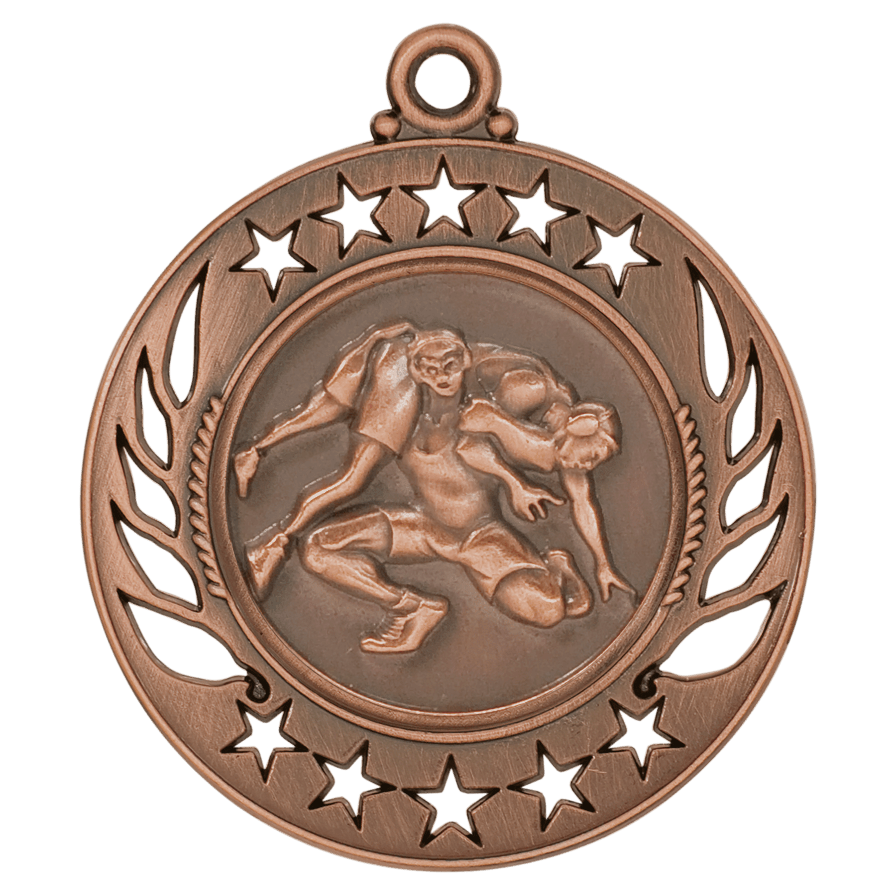 2 1/4" Antique Bronze Wrestling Galaxy Medal