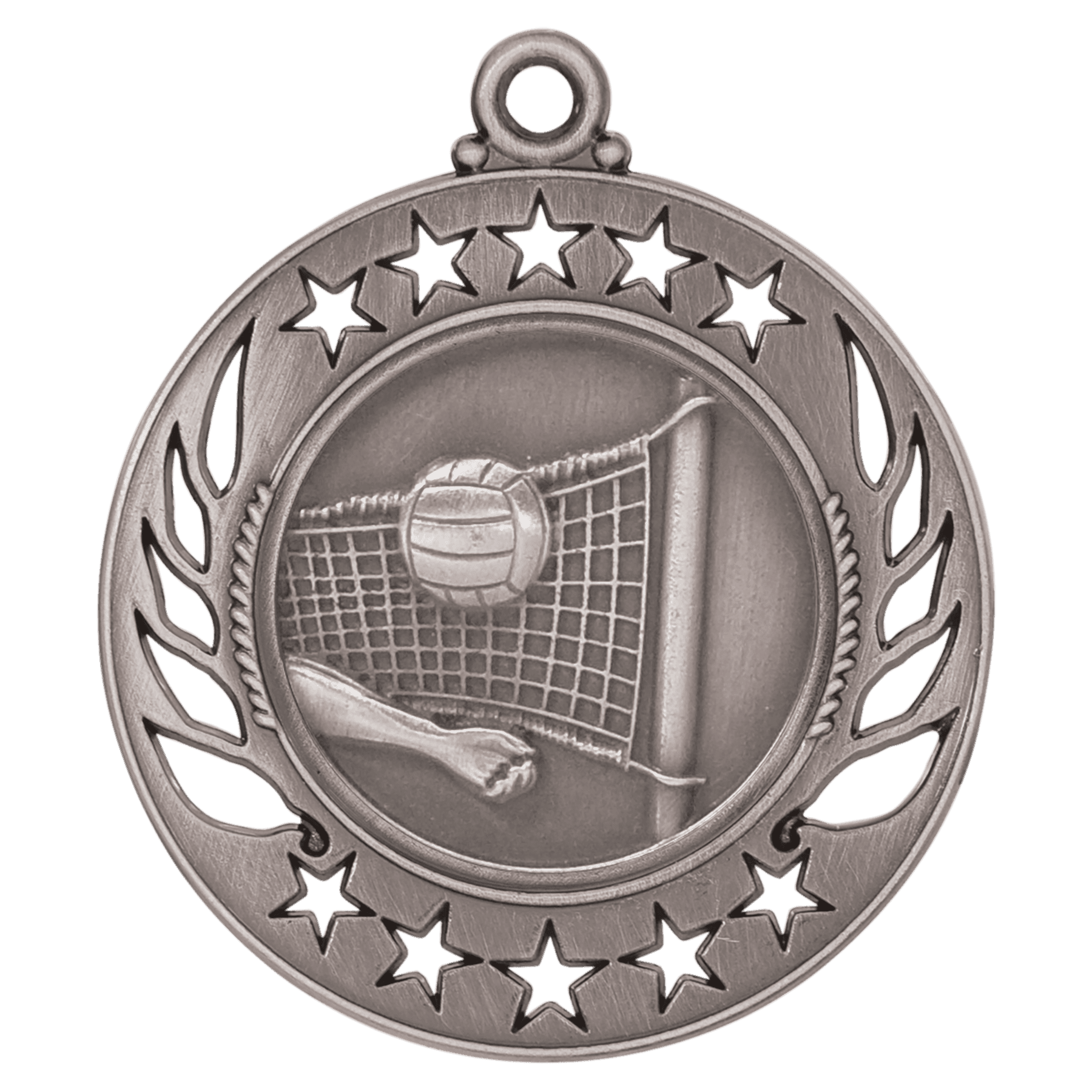 2 1/4" Antique Silver Volleyball Galaxy Medal